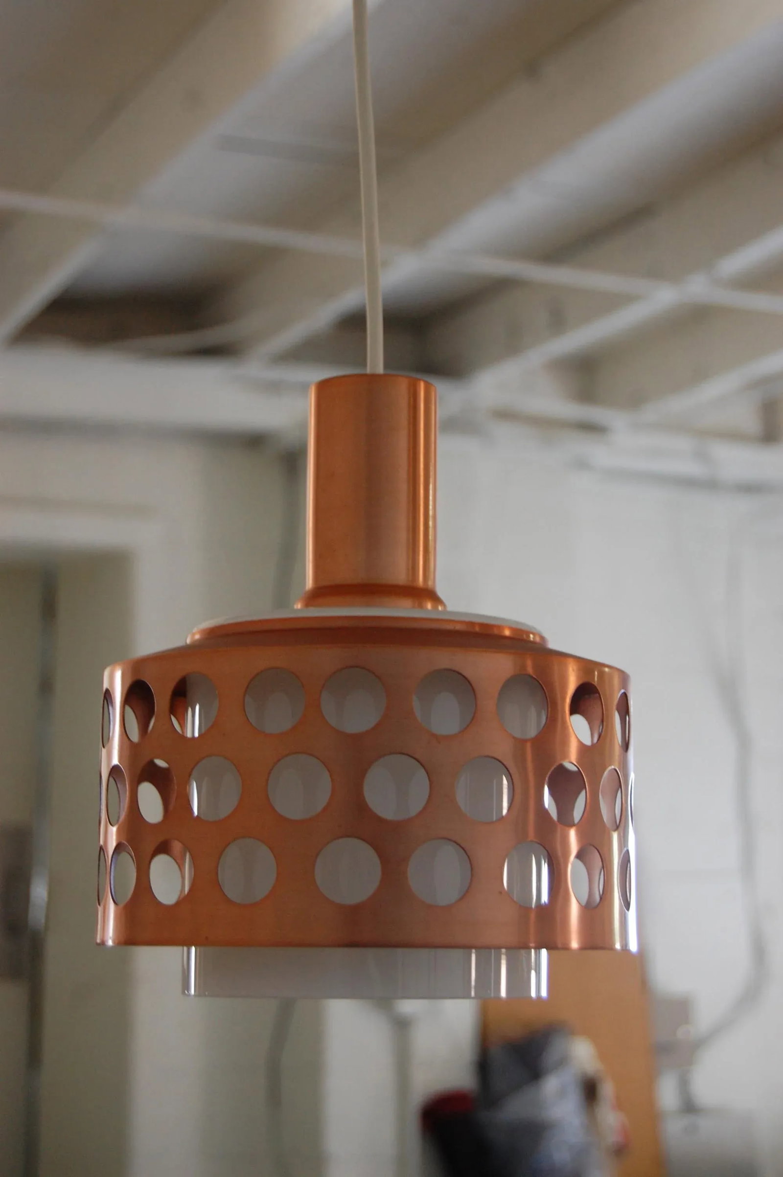 Vintage Mid-Century Swedish Copper & Glass Pendant - 6