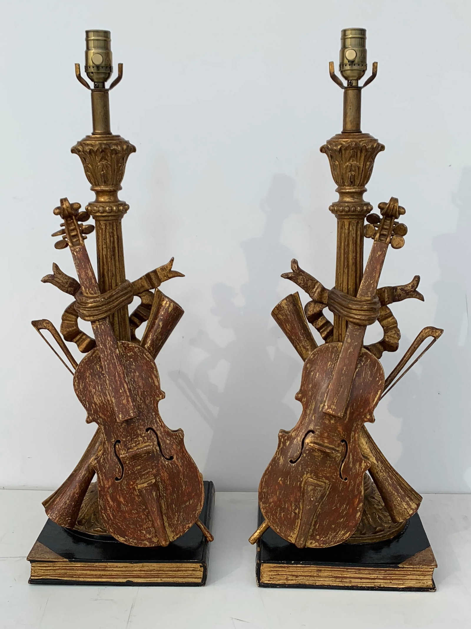 Italian Violin Musical Motif Lamps -A Pair - 12