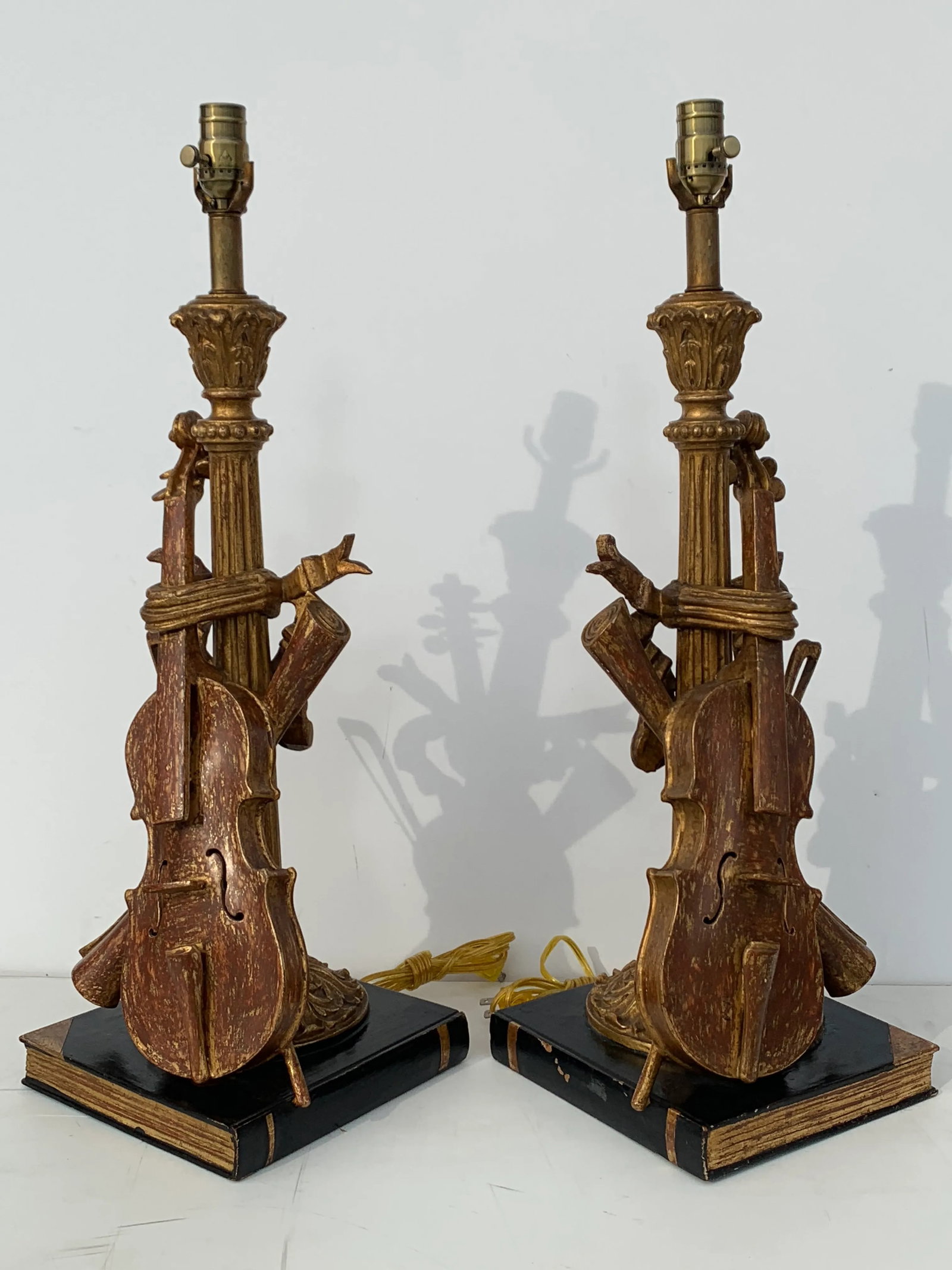 Italian Violin Musical Motif Lamps -A Pair - 2