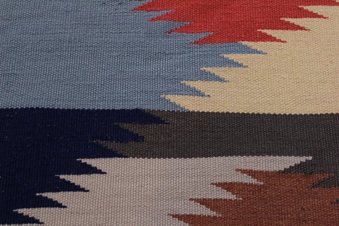 Contemporary Abstract Kilim Gray/Blue Hand-Woven Rug - 5'11 X 9'0 - 4