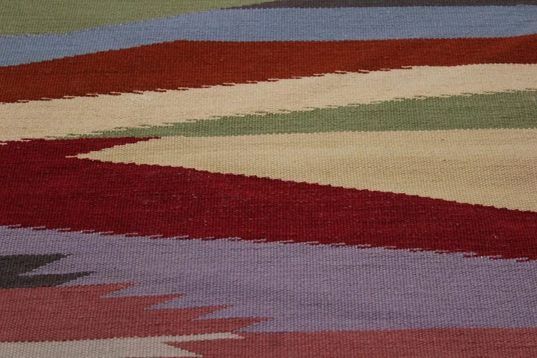Contemporary Abstract Kilim Gray/Blue Hand-Woven Rug - 5'11 X 9'0 - 6