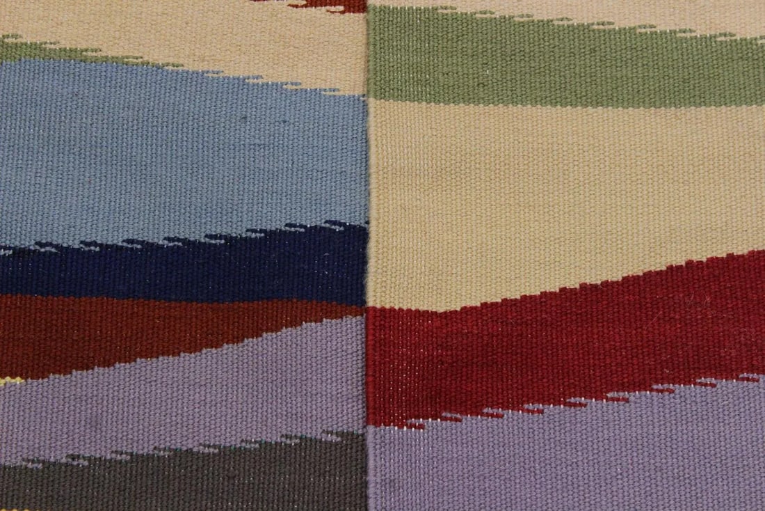 Contemporary Abstract Kilim Gray/Blue Hand-Woven Rug - 5'11 X 9'0 - 7