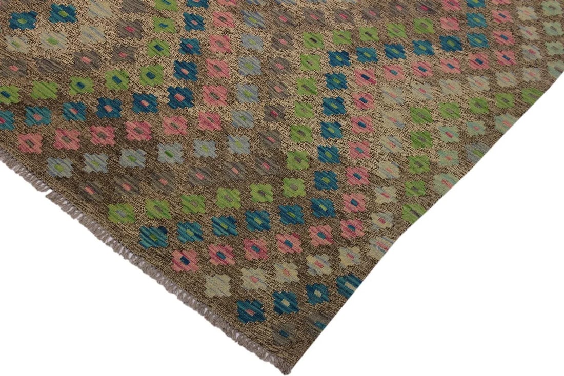 Abstract Kilim Hand-Woven Wool Rug - 5'10'' * 7'8'' - 3