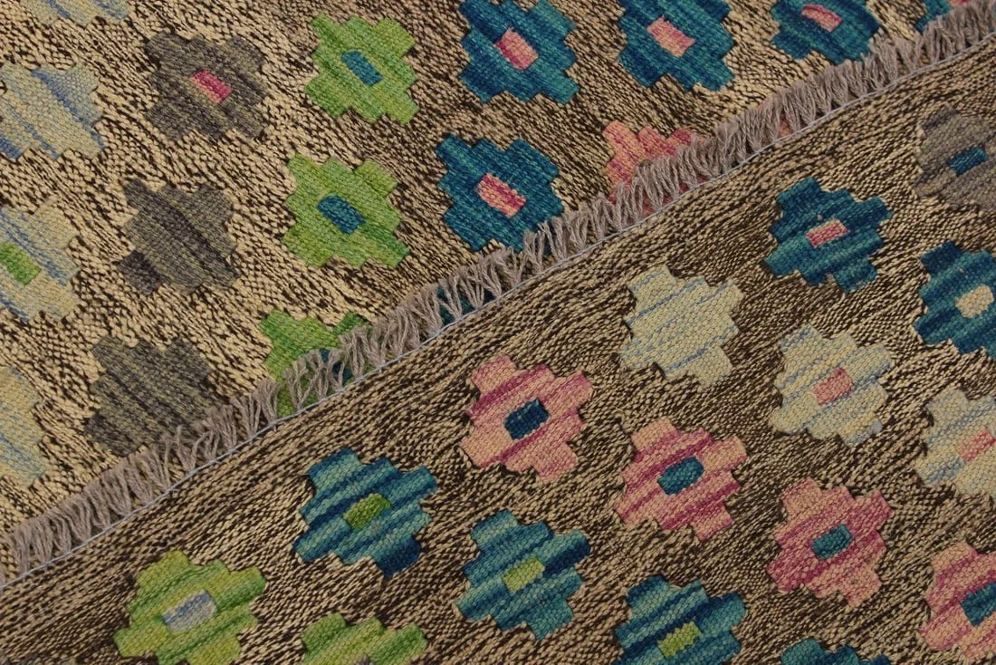 Abstract Kilim Hand-Woven Wool Rug - 5'10'' * 7'8'' - 7