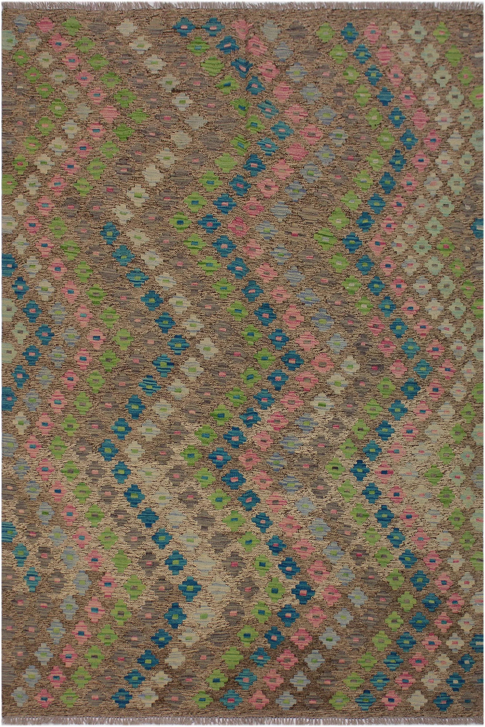 Abstract Kilim Hand-Woven Wool Rug - 5'10'' * 7'8'' - 8