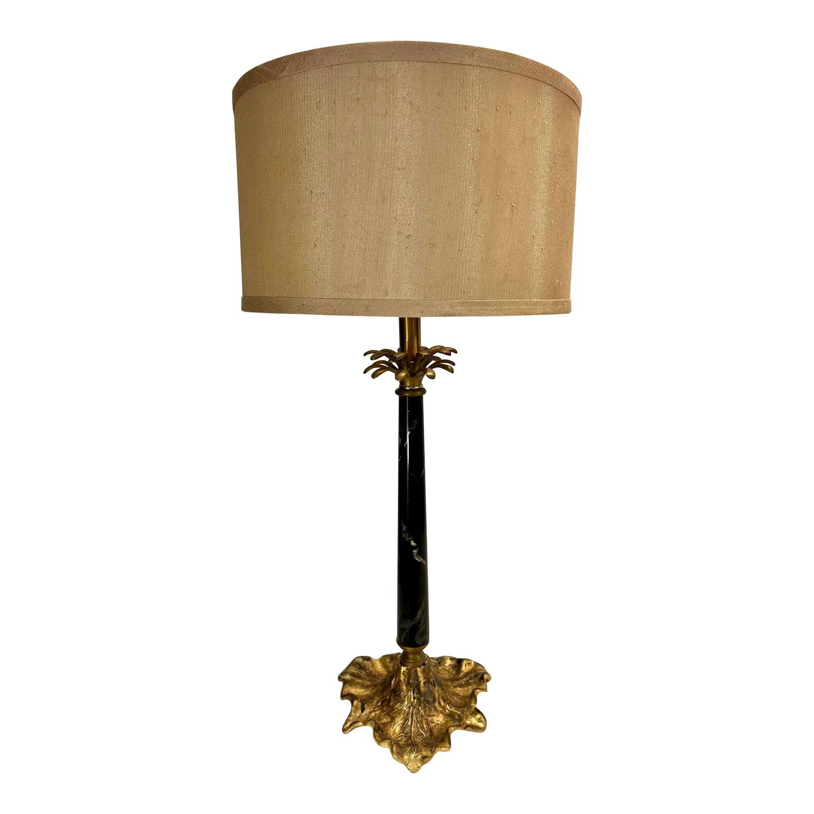 Contemporary Hollywood Regency Palm Tree Table Lamp With Shade: Introducing our exquisite Contemporary Hollywood Regency Empire Style Column Palm Tree Table Lamp, handcrafted with utmost precision in our very own Turtle and Crane Atelier. This lamp is a true maste