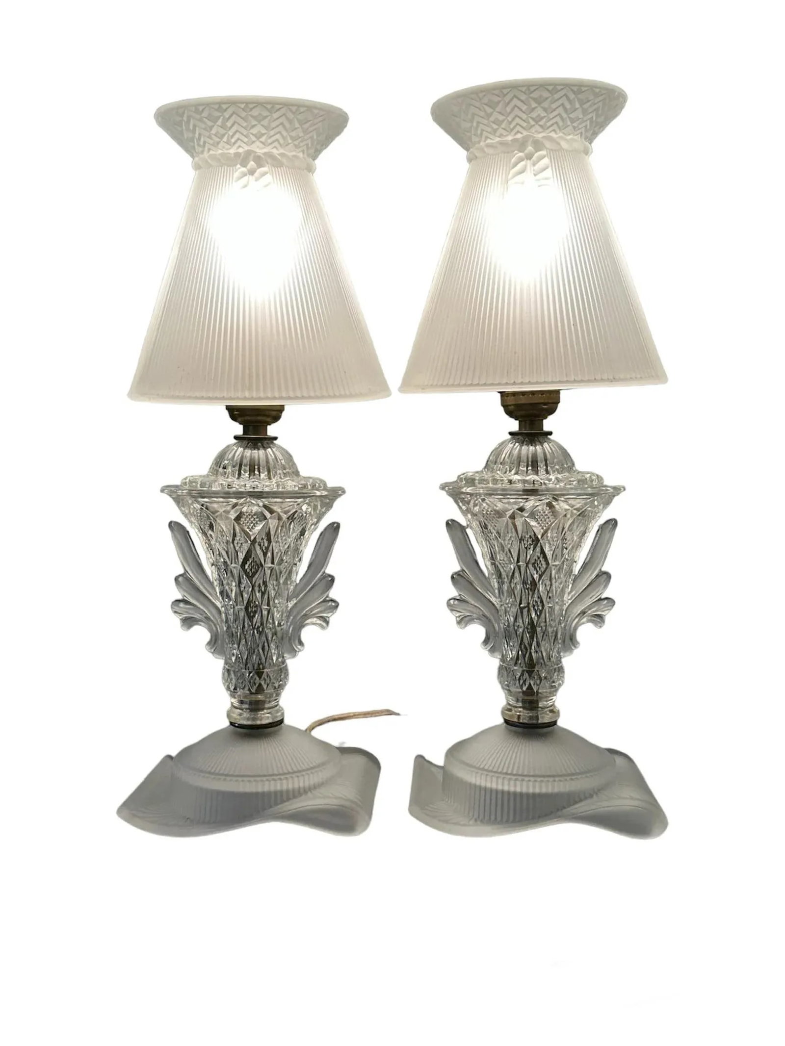 Art Deco Glass Boudoir Lamps - A Pair - 2