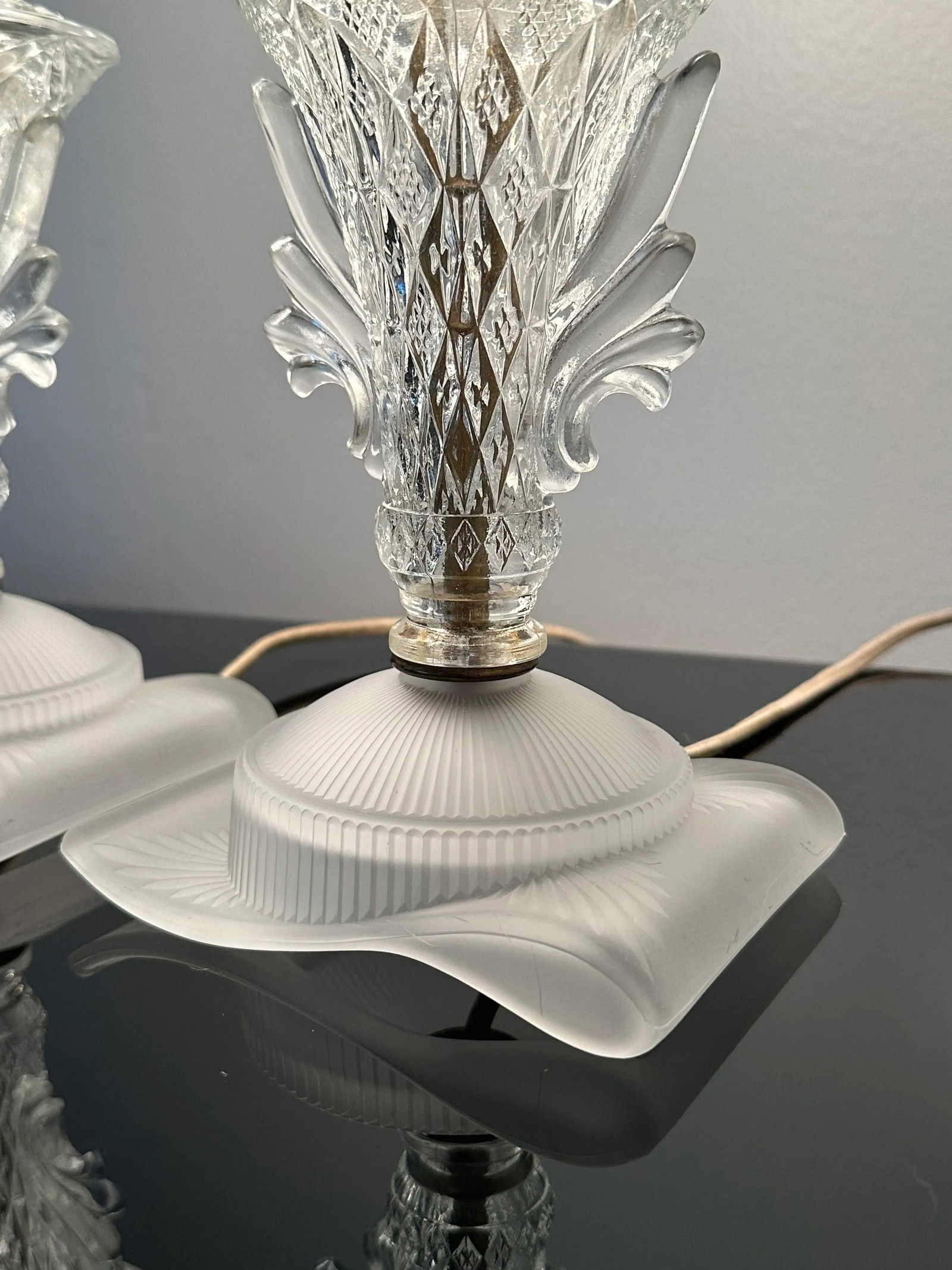 Art Deco Glass Boudoir Lamps - A Pair - 3