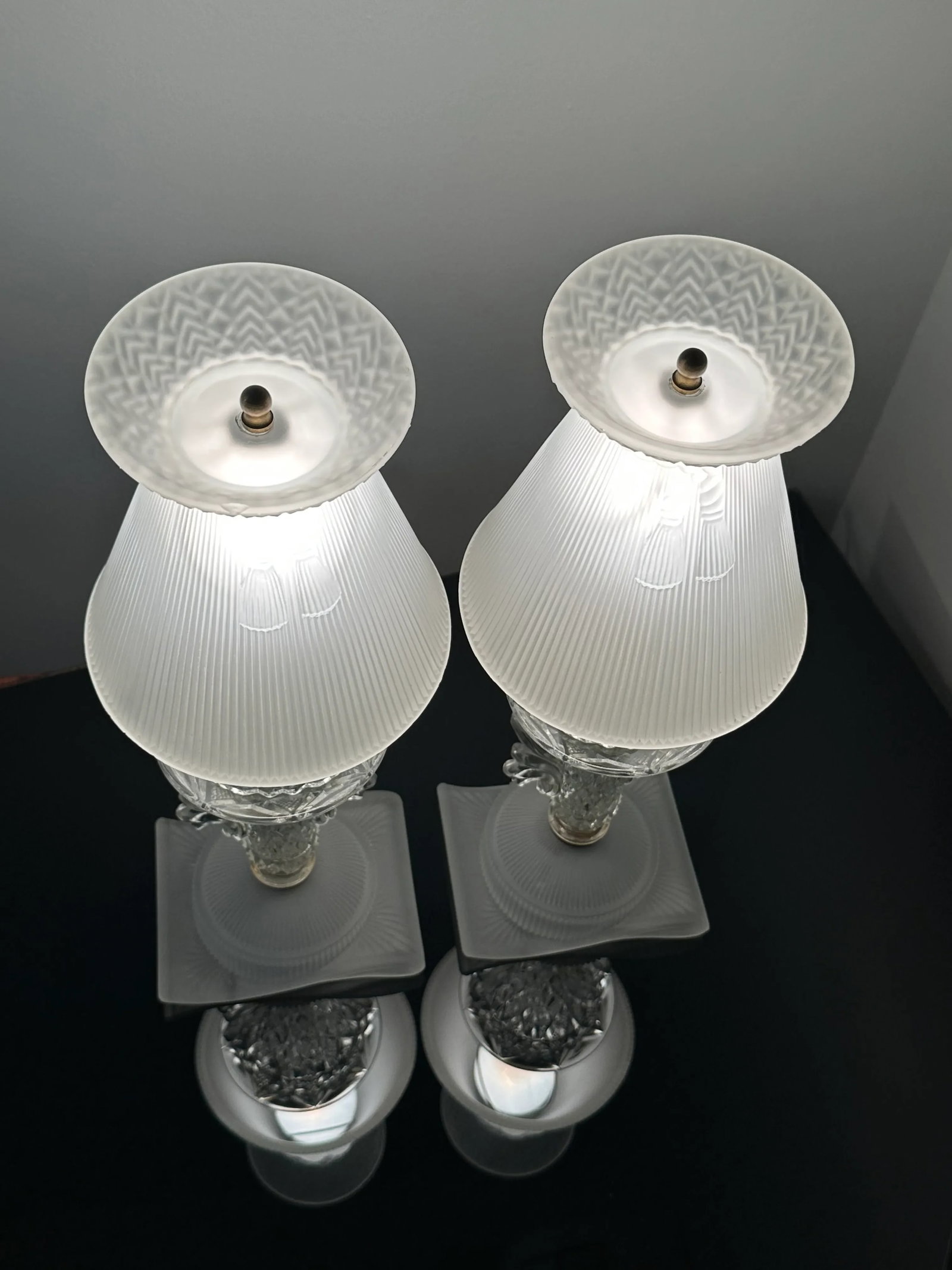 Art Deco Glass Boudoir Lamps - A Pair - 5