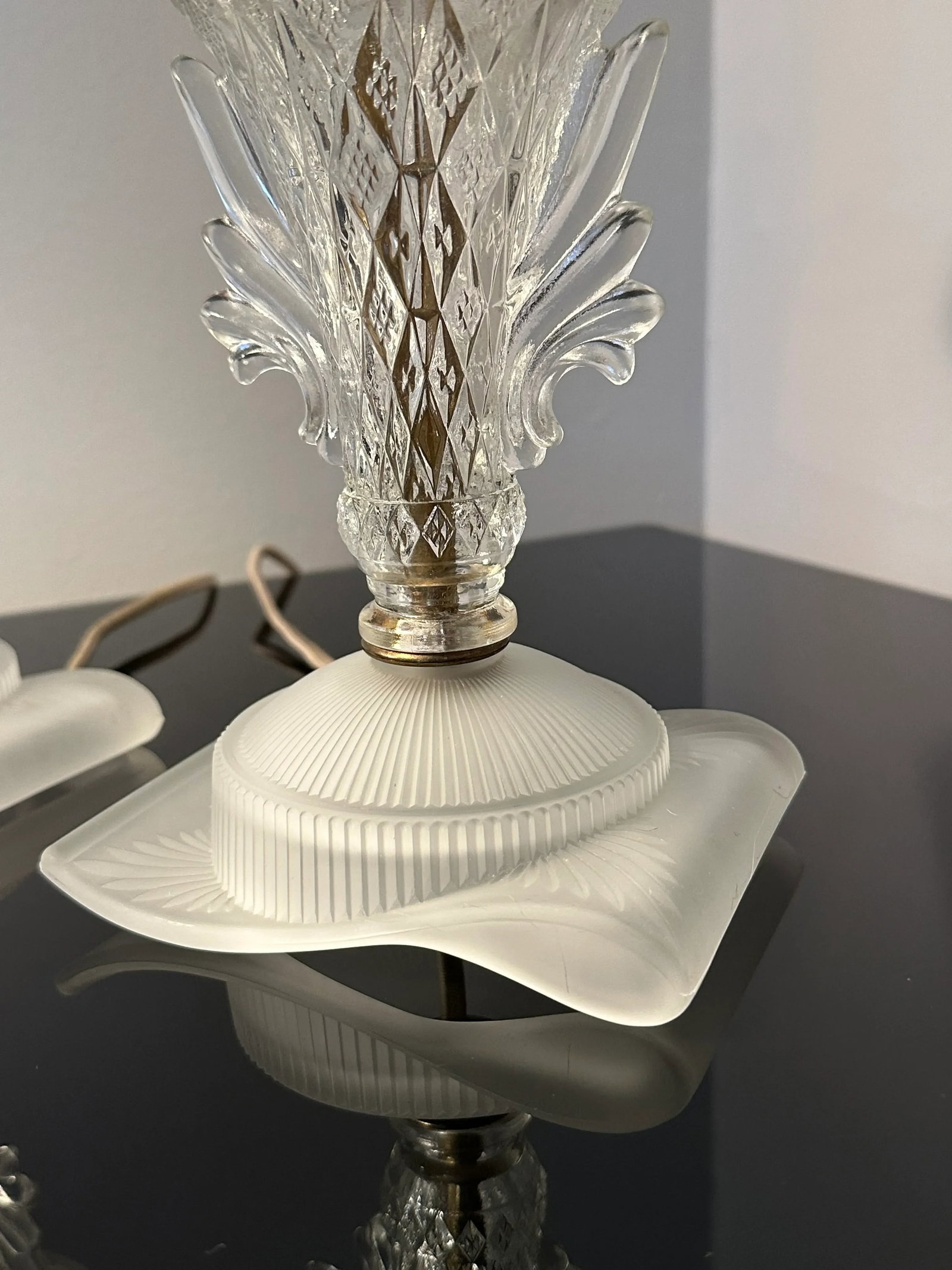 Art Deco Glass Boudoir Lamps - A Pair - 6