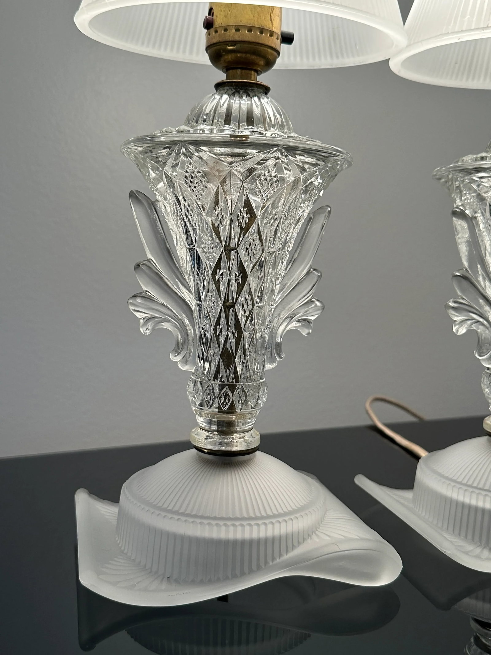 Art Deco Glass Boudoir Lamps - A Pair - 8