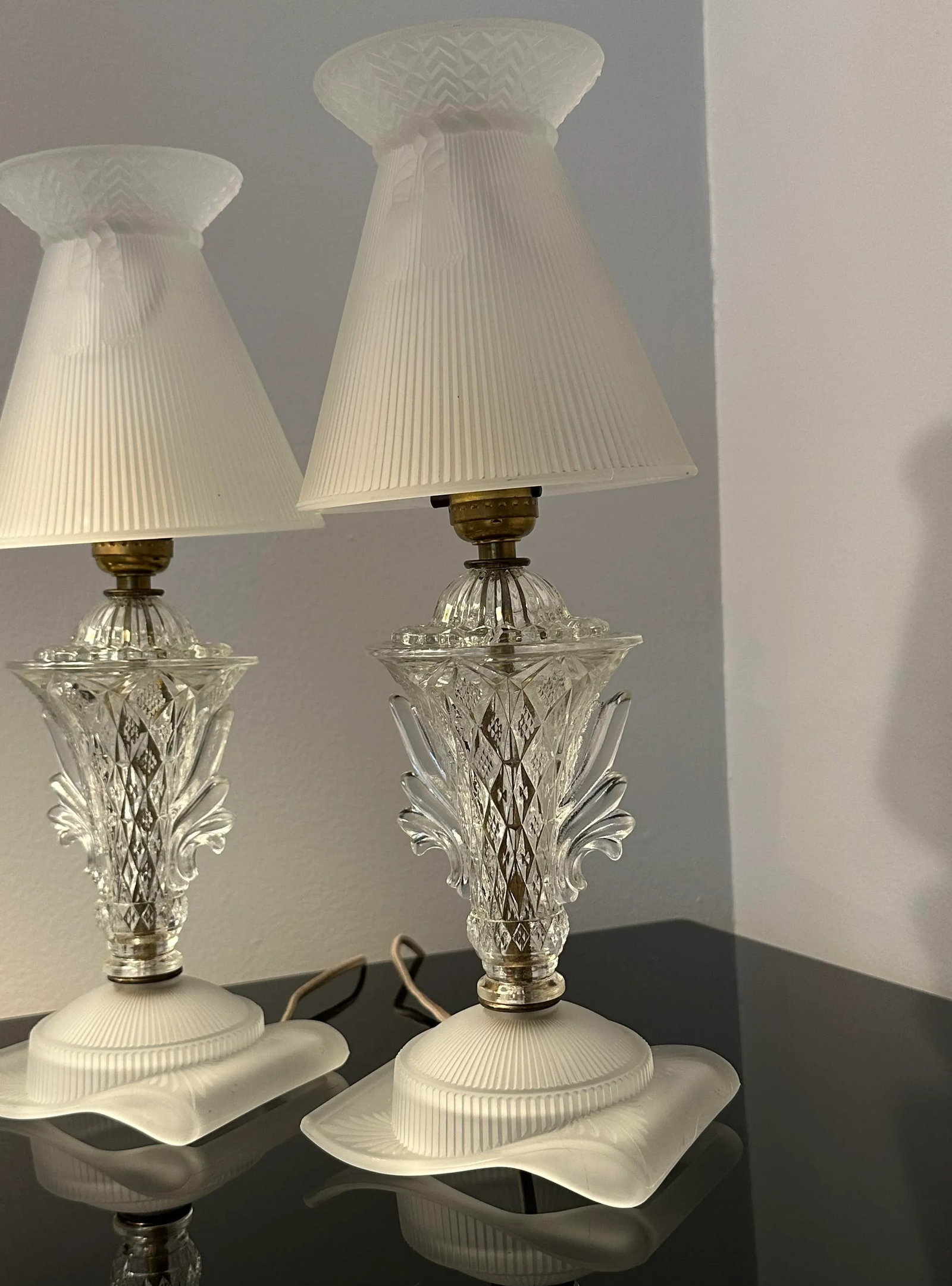 Art Deco Glass Boudoir Lamps - A Pair - 9