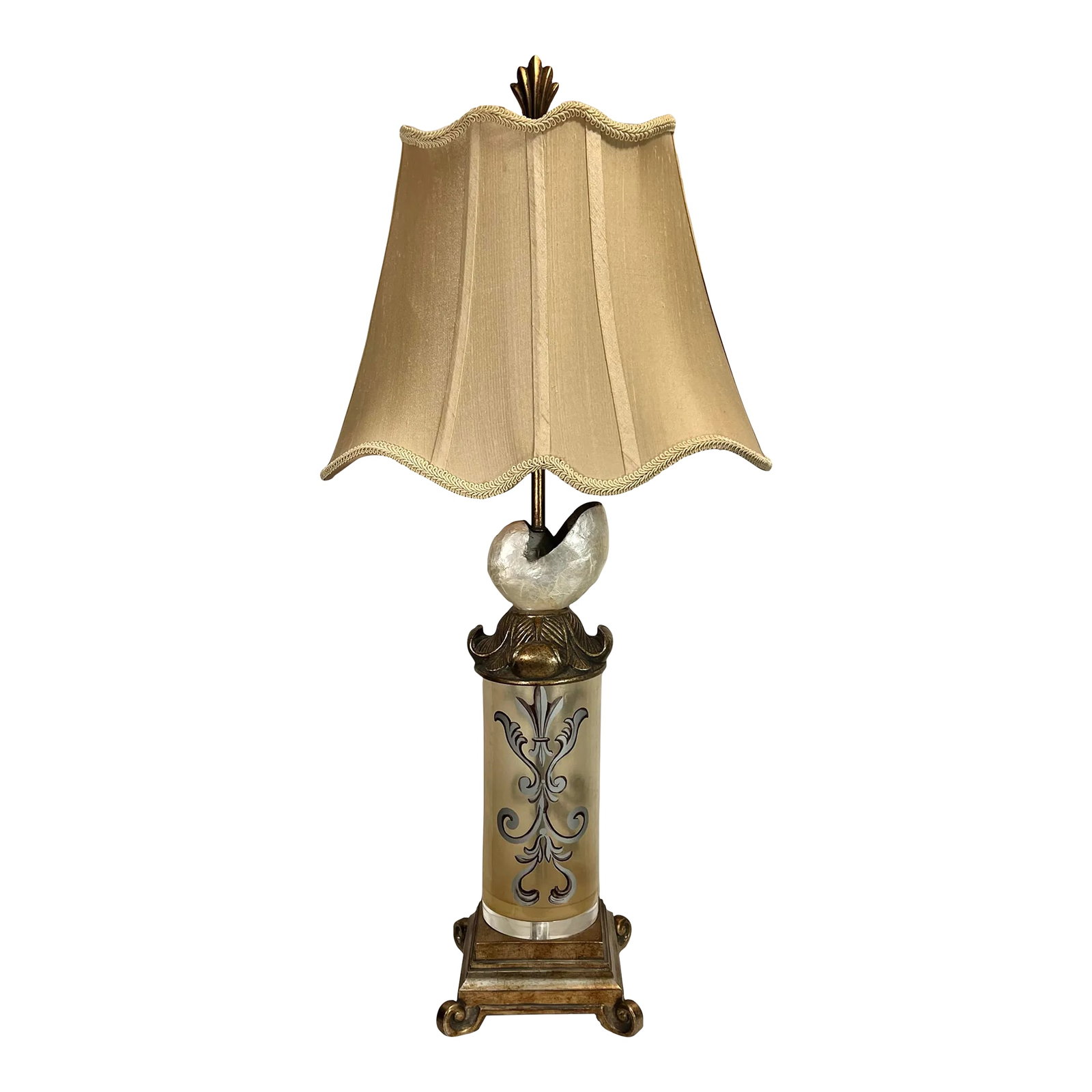 Vintage Palm Beach Regency Gilt Nautilus Seashell Column Table Lamp (1 of 12)