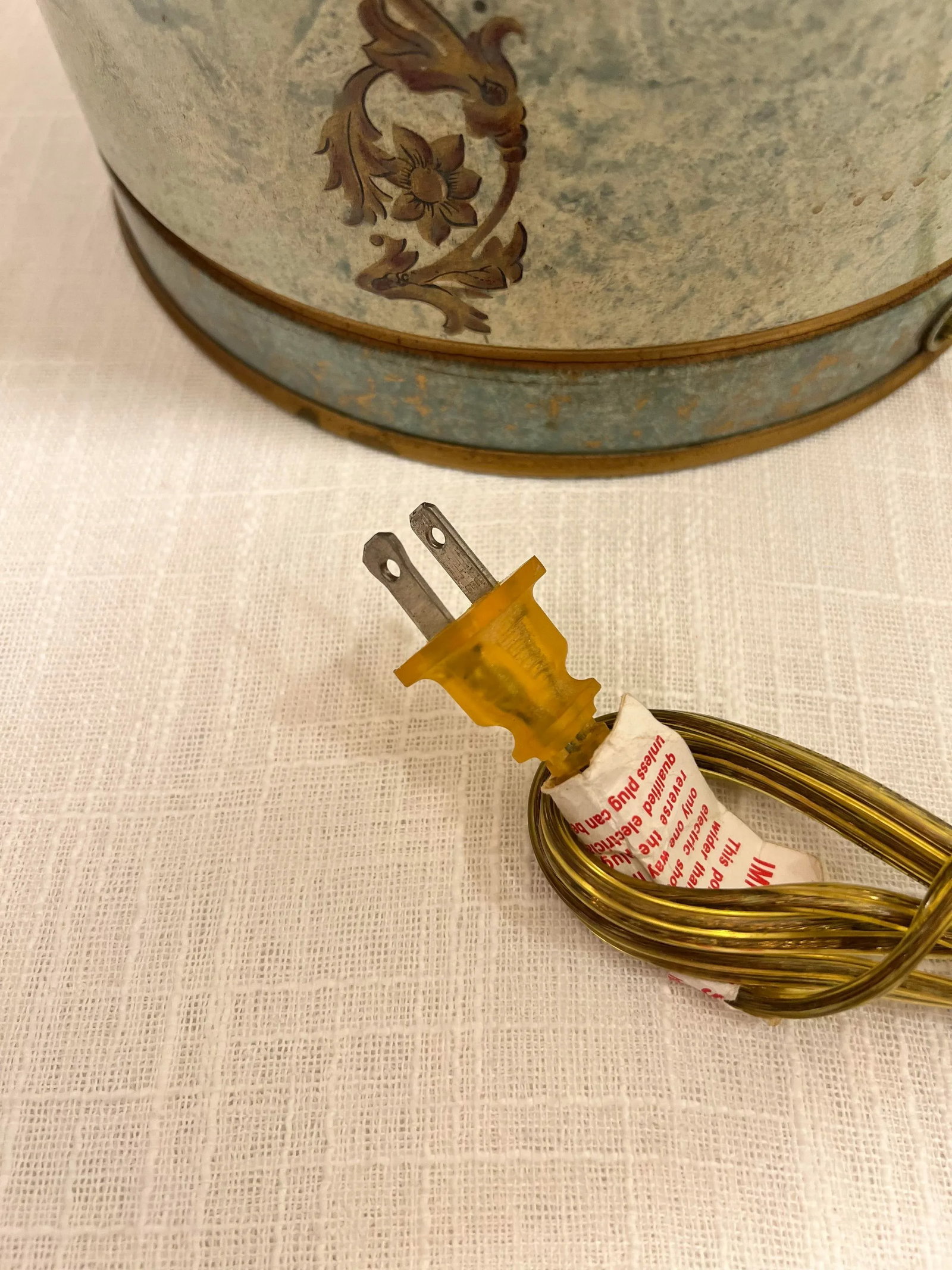 Vintage Chelsea House Chinouserie Style Ginger Jar Tea Caddy Tin Table Lamp With Shade - 12