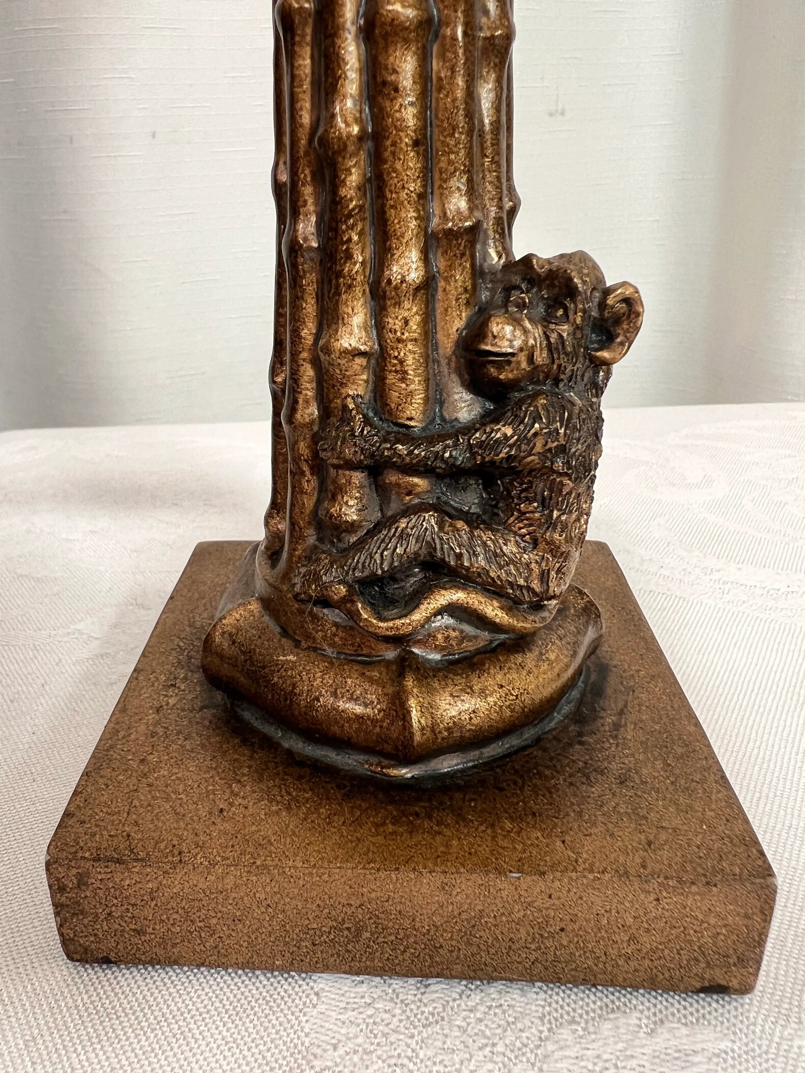 Vintage Two Monkey's Climbing Faux Bamboo Gold Petite Table Lamp - 5