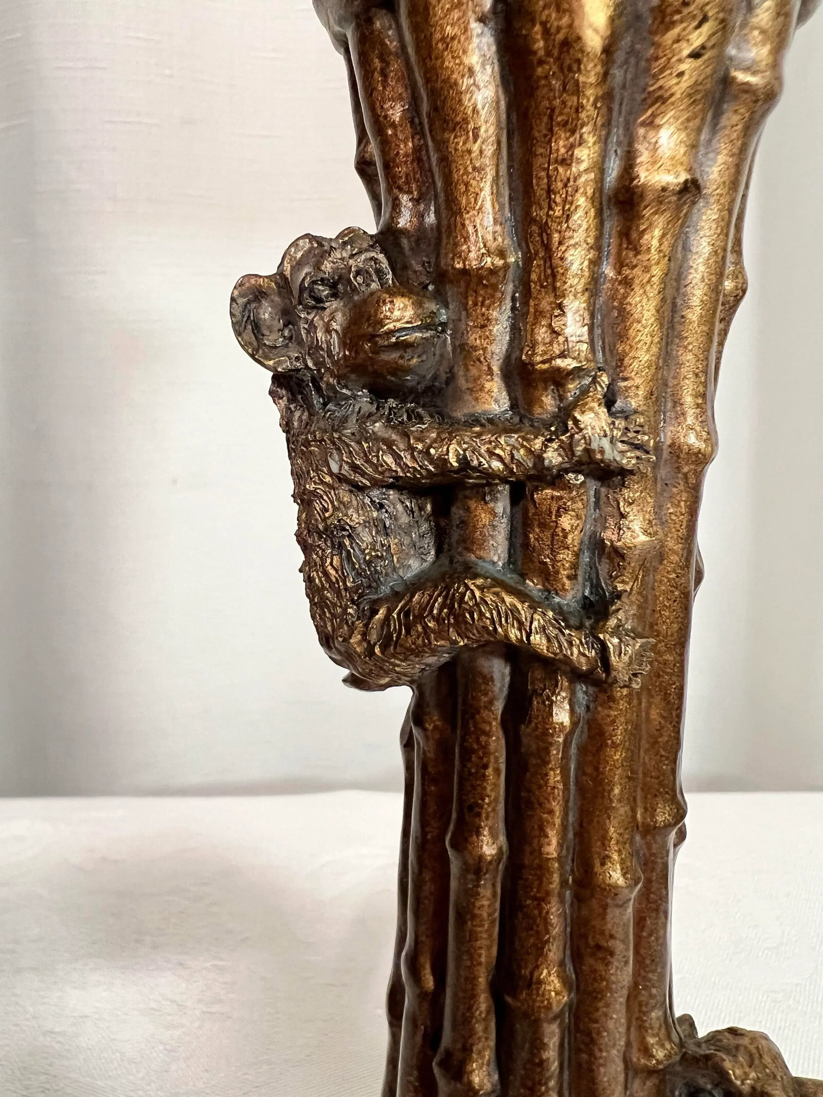Vintage Two Monkey's Climbing Faux Bamboo Gold Petite Table Lamp - 6
