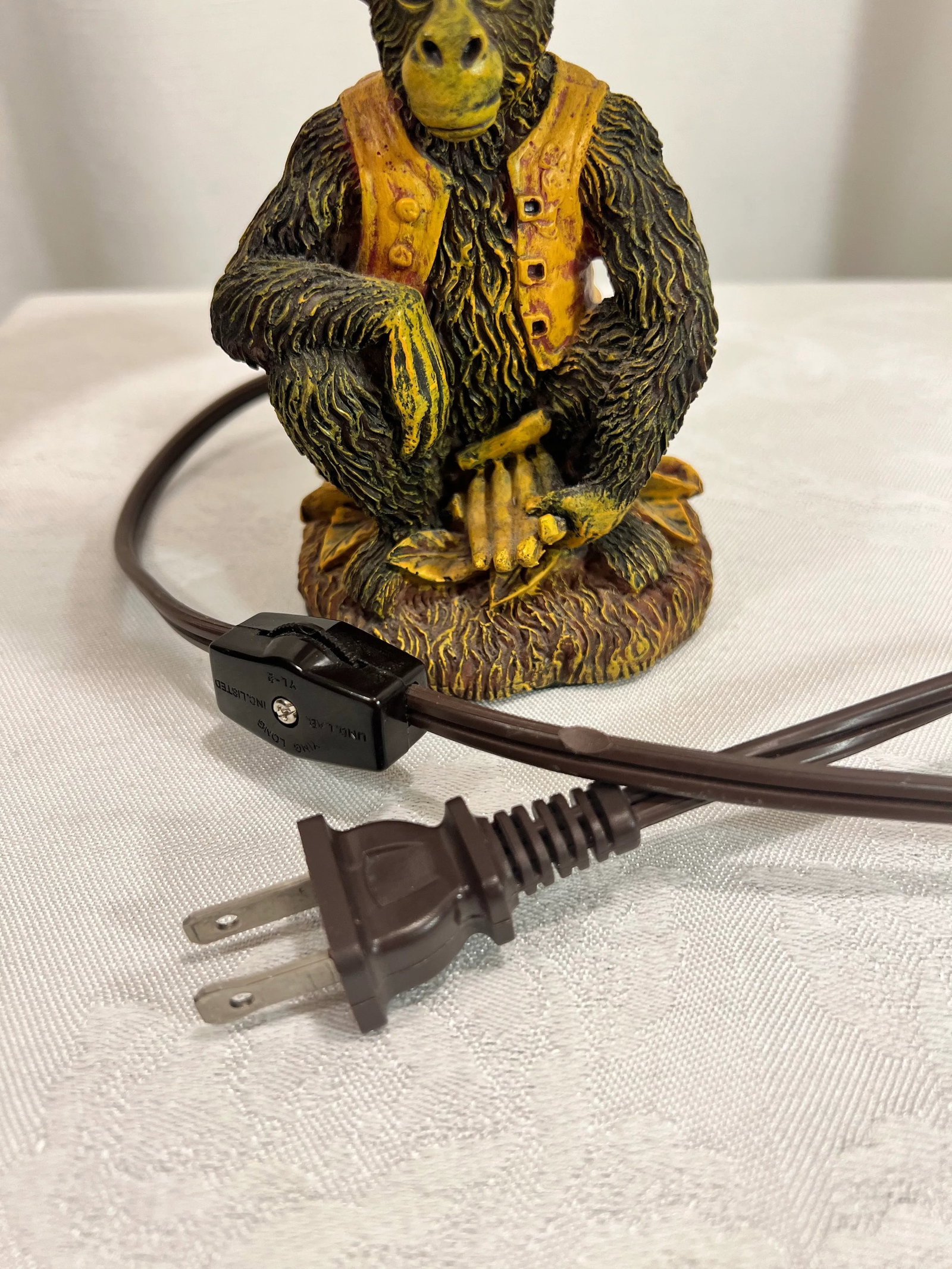 Vintage Bell Hop Monkey Accent Lamp With Green Shade - 10
