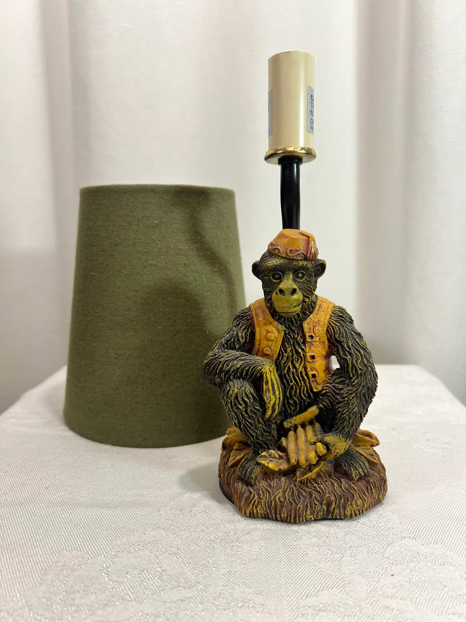 Vintage Bell Hop Monkey Accent Lamp With Green Shade - 3