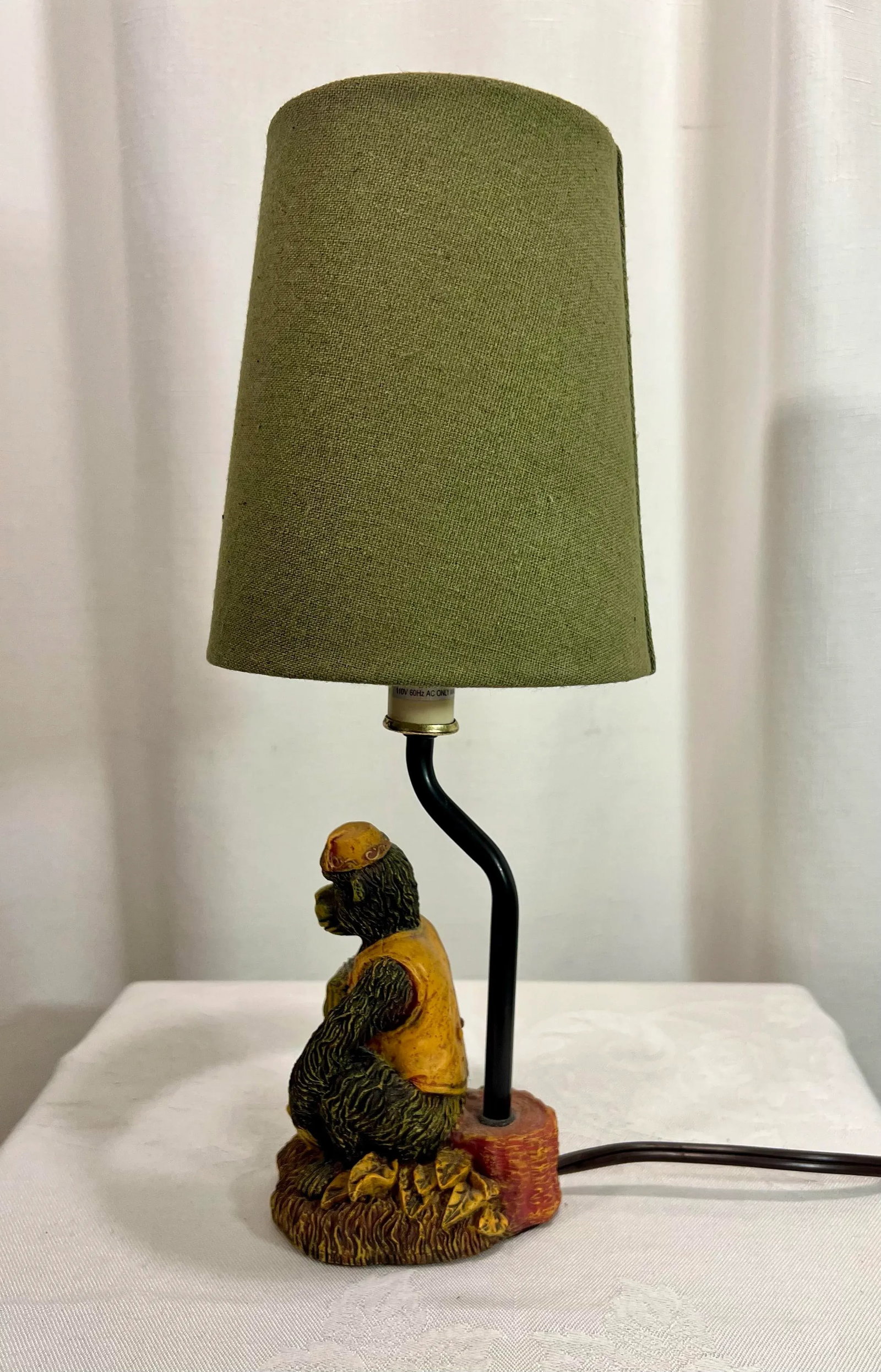 Vintage Bell Hop Monkey Accent Lamp With Green Shade - 5