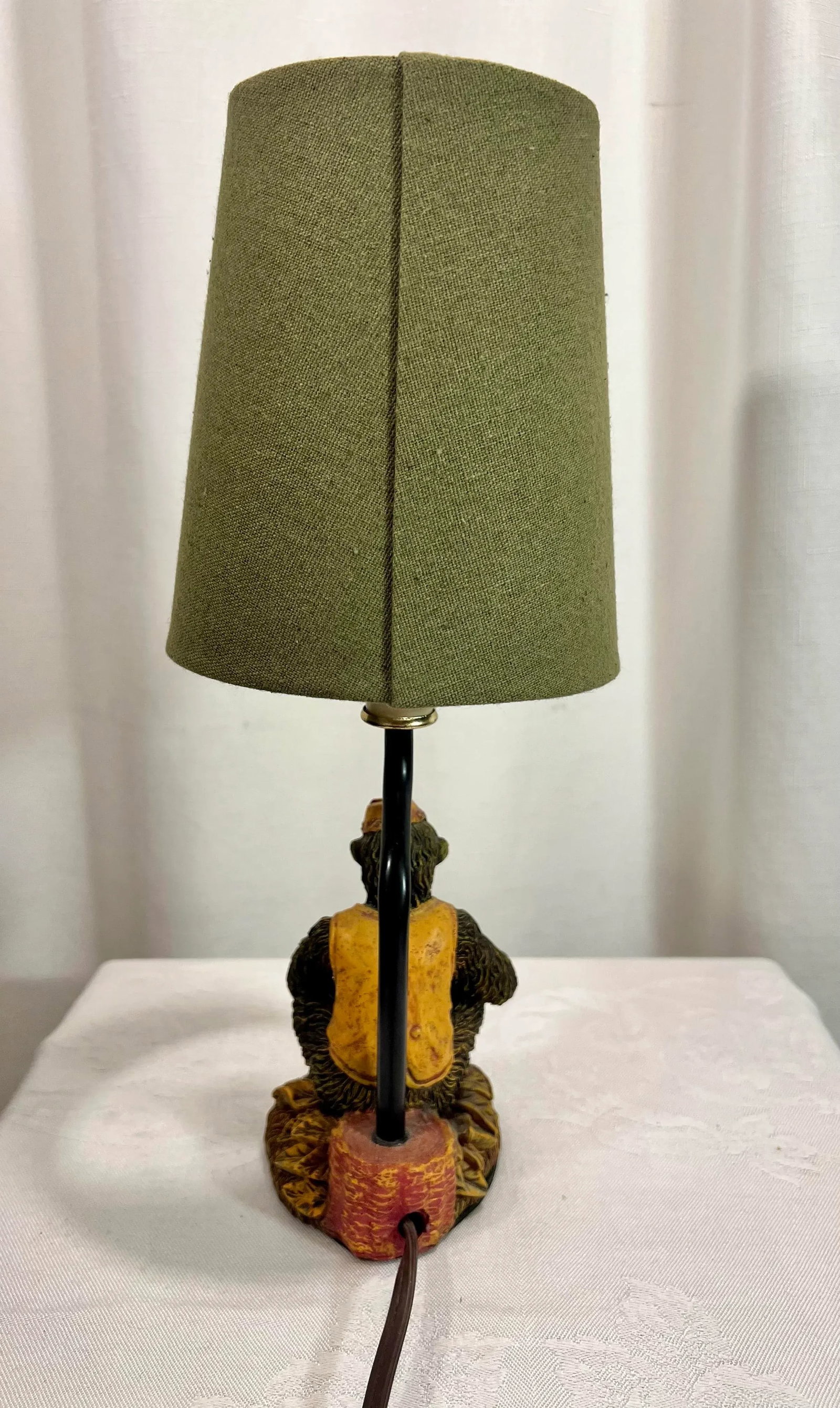 Vintage Bell Hop Monkey Accent Lamp With Green Shade - 6