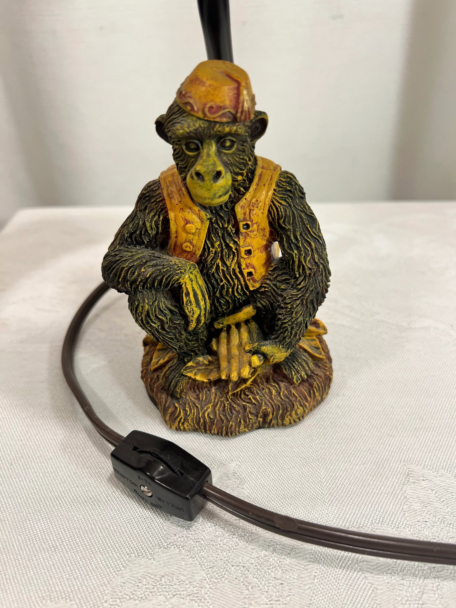 Vintage Bell Hop Monkey Accent Lamp With Green Shade - 9