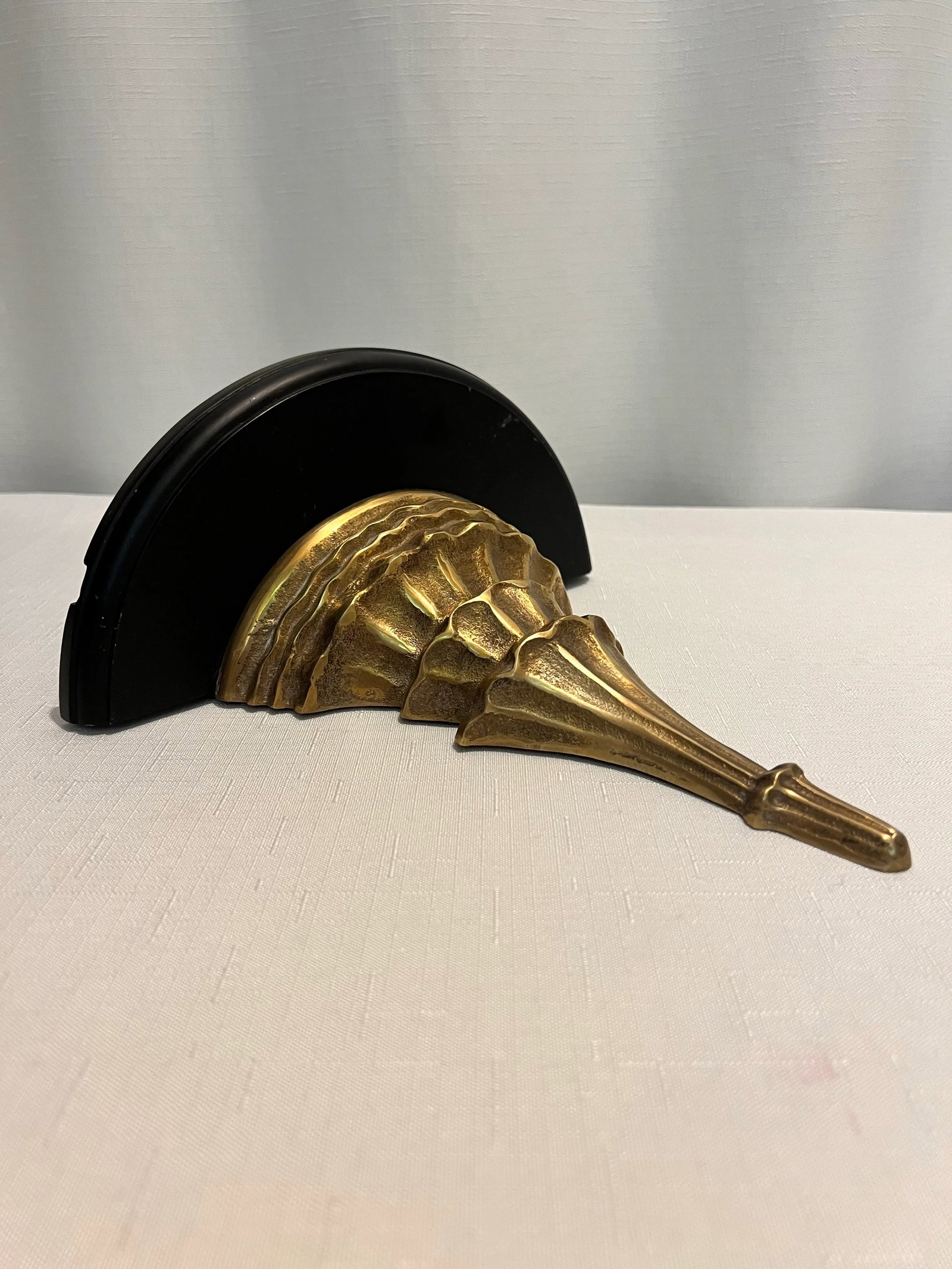 Vintage Hollywood Regency Solid Brass & Ebonized Wall Bracket Shelf - 3