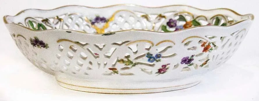Empress Dresden Flowers Reticulated Bowl by Schumann - Bavaria - 5