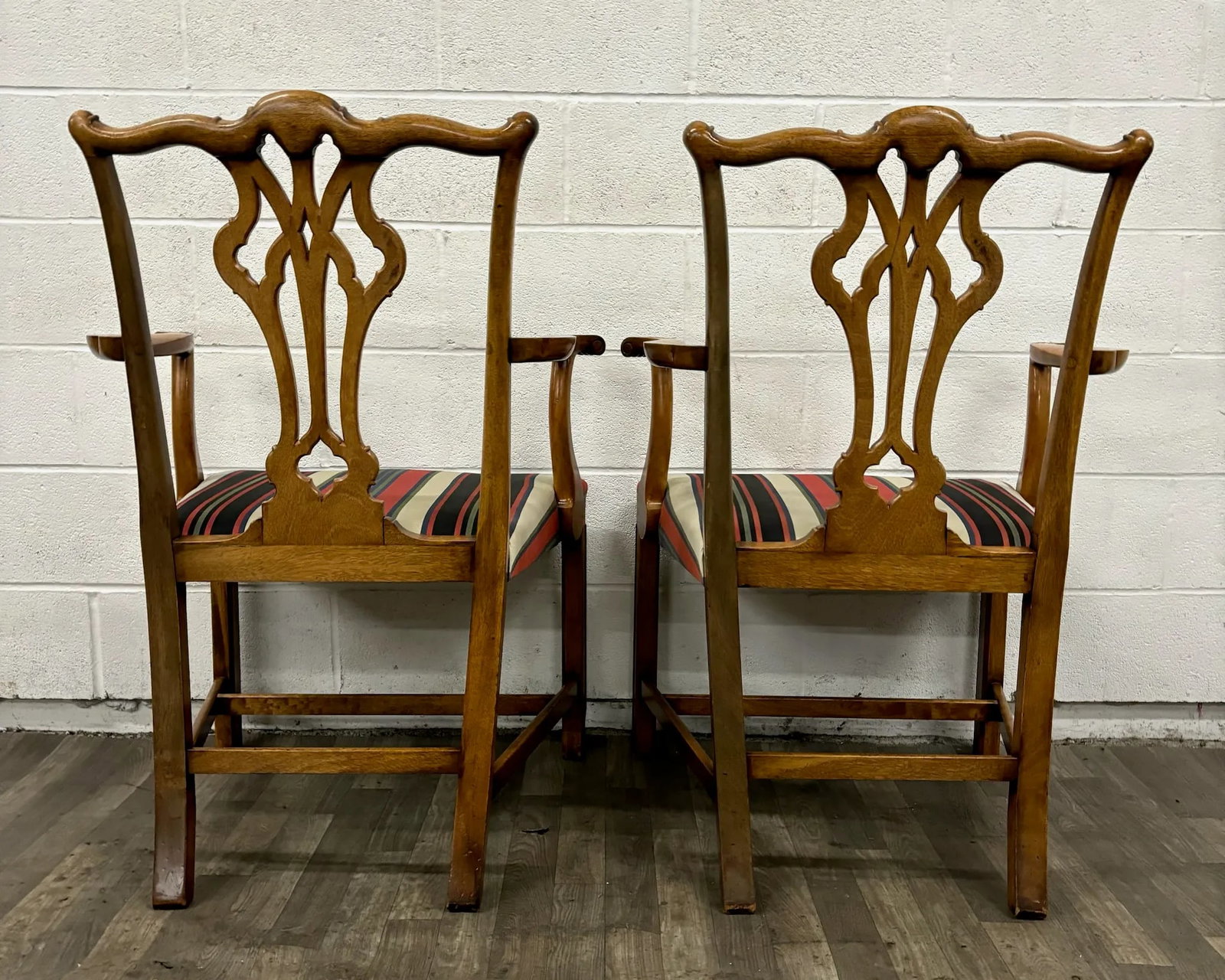 Vintage Chippendale Style Dining Arm Chairs - Pair - 12