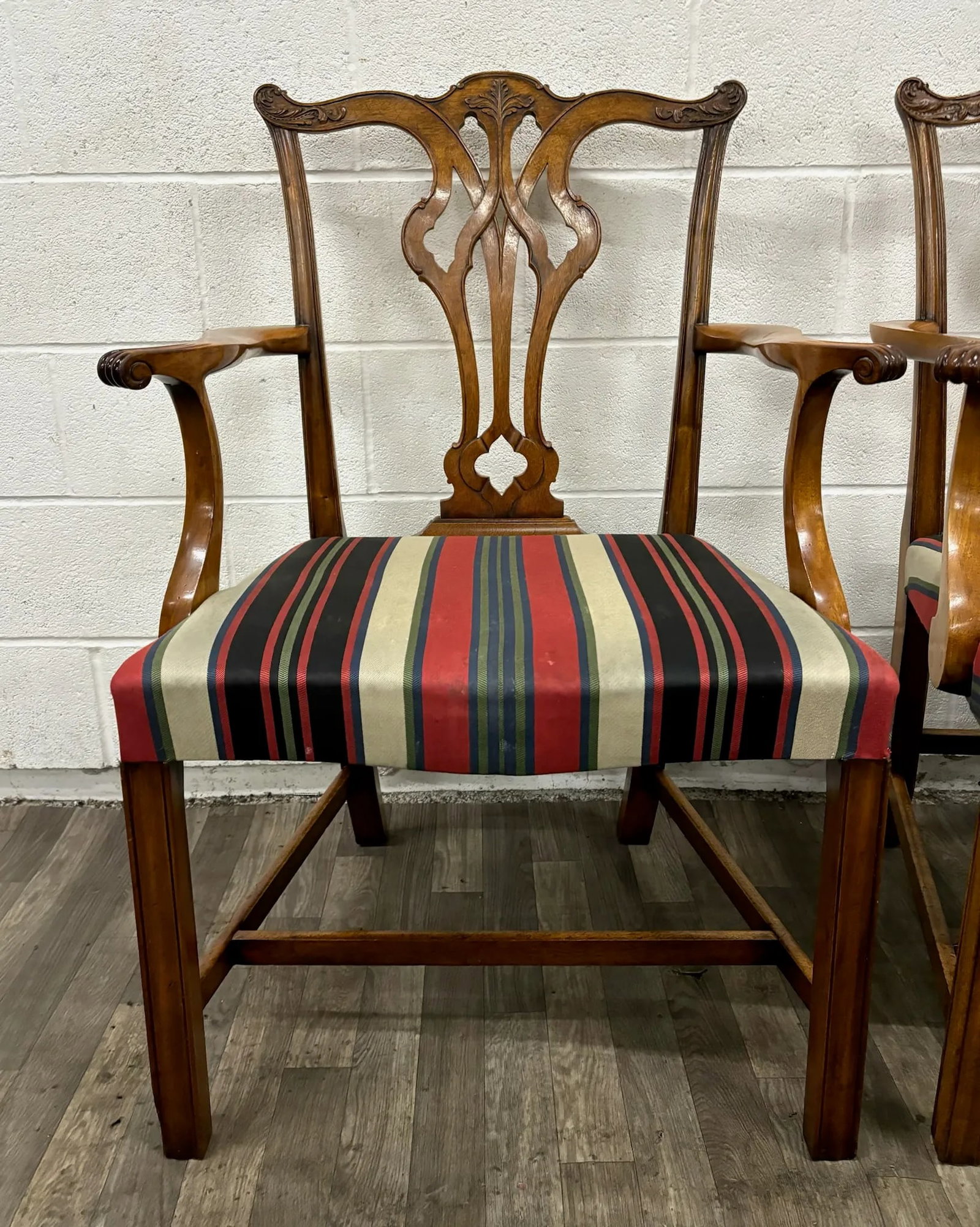 Vintage Chippendale Style Dining Arm Chairs - Pair - 4
