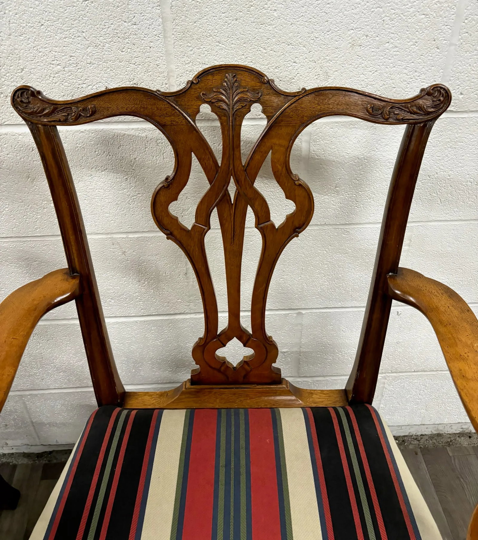 Vintage Chippendale Style Dining Arm Chairs - Pair - 5