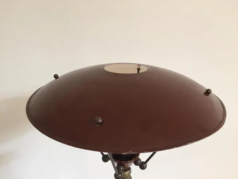 Sculptural Vintage French Tripod Floor Lamp Brown Enamel Shade, 1950s - 10