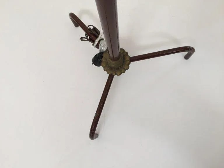 Sculptural Vintage French Tripod Floor Lamp Brown Enamel Shade, 1950s - 4