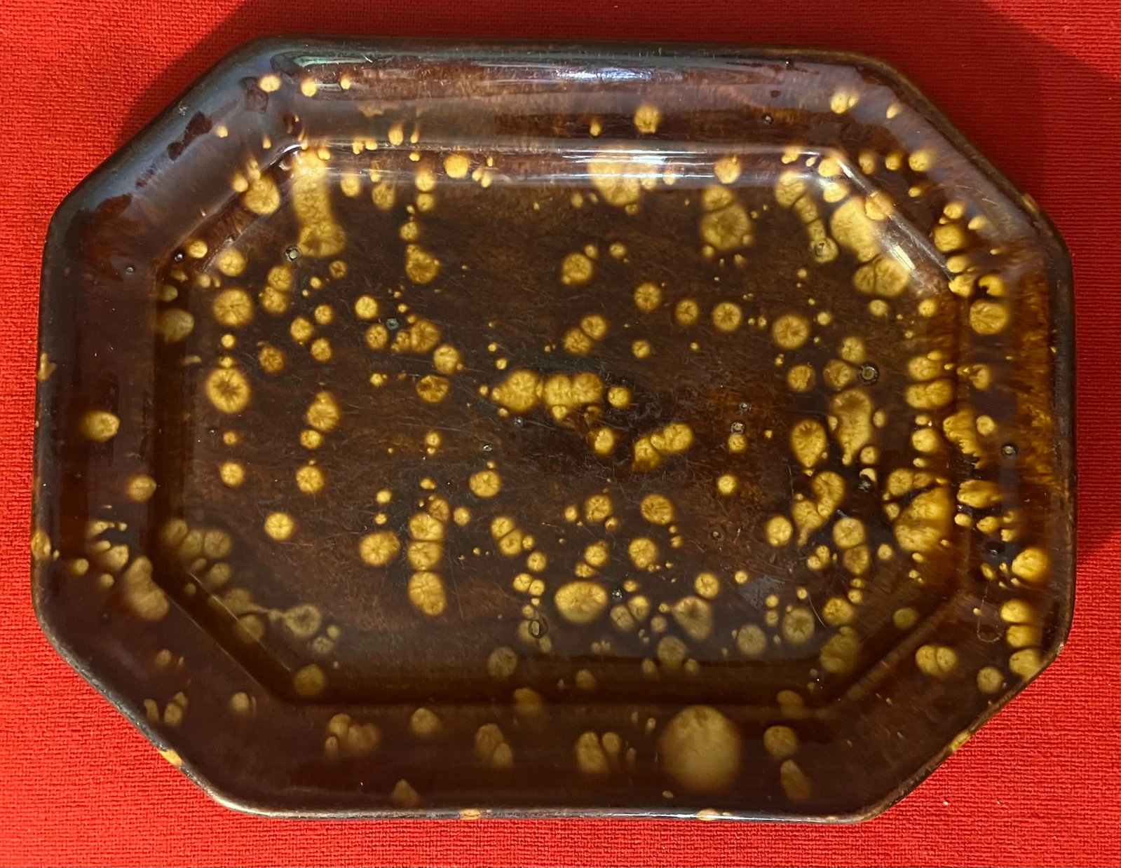 Antique 19th Century Bennington Spatterware Brown Treacle Glaze Octagonal Platter Circa 1830 - 1840 - 2