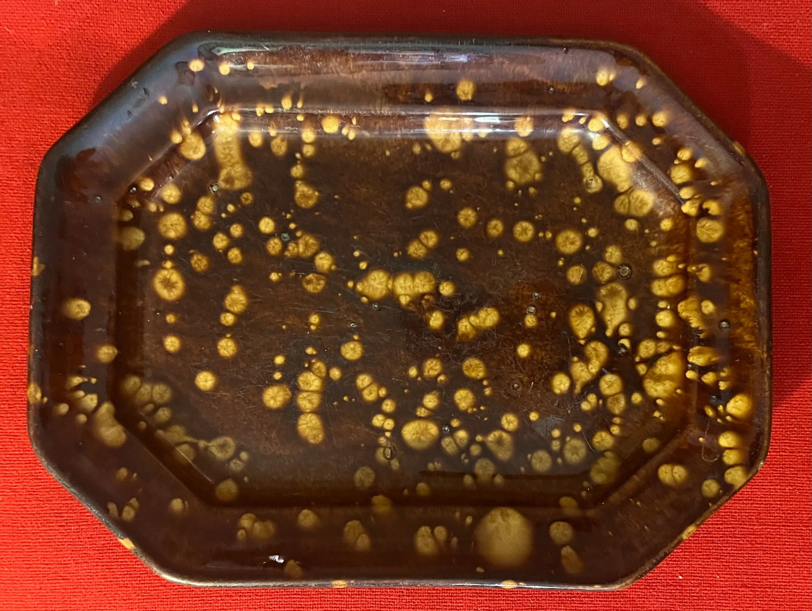 Antique 19th Century Bennington Spatterware Brown Treacle Glaze Octagonal Platter Circa 1830 - 1840 - 5