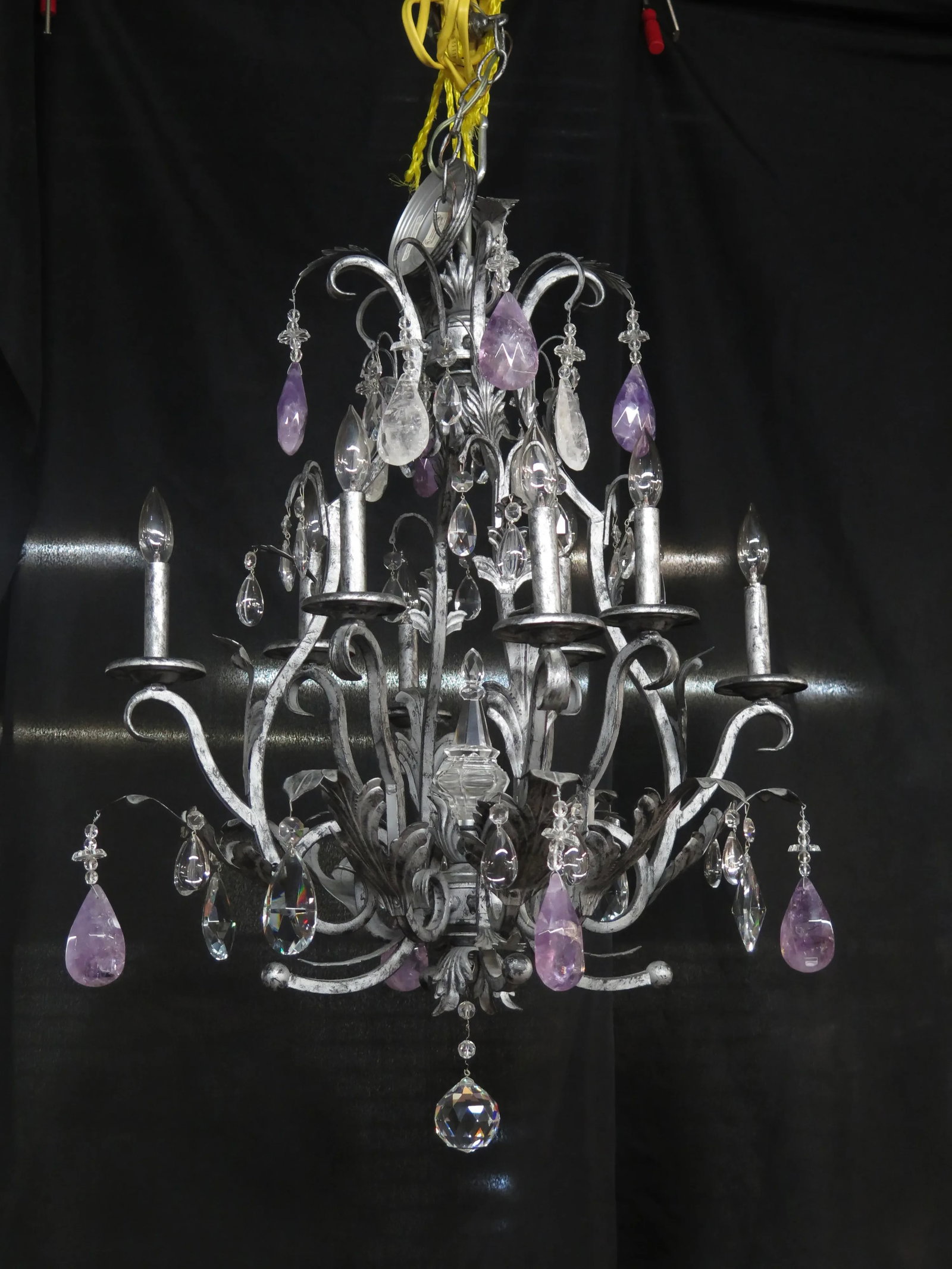 Decorator Amethyst Rock Crystal Chandelier - 12