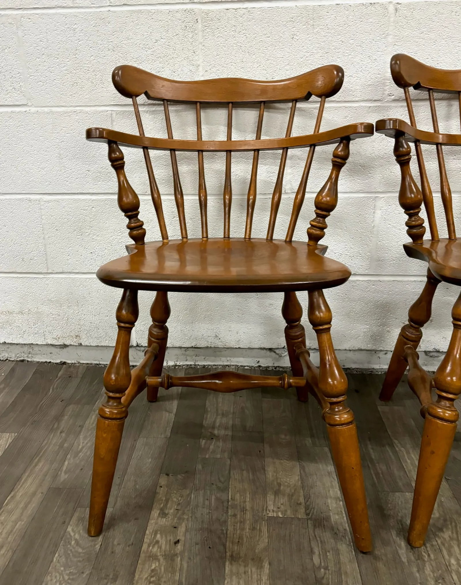Vintage Ethan Allen Heirloom Nutmeg Maple Colonial Early American Dining Chairs - 4