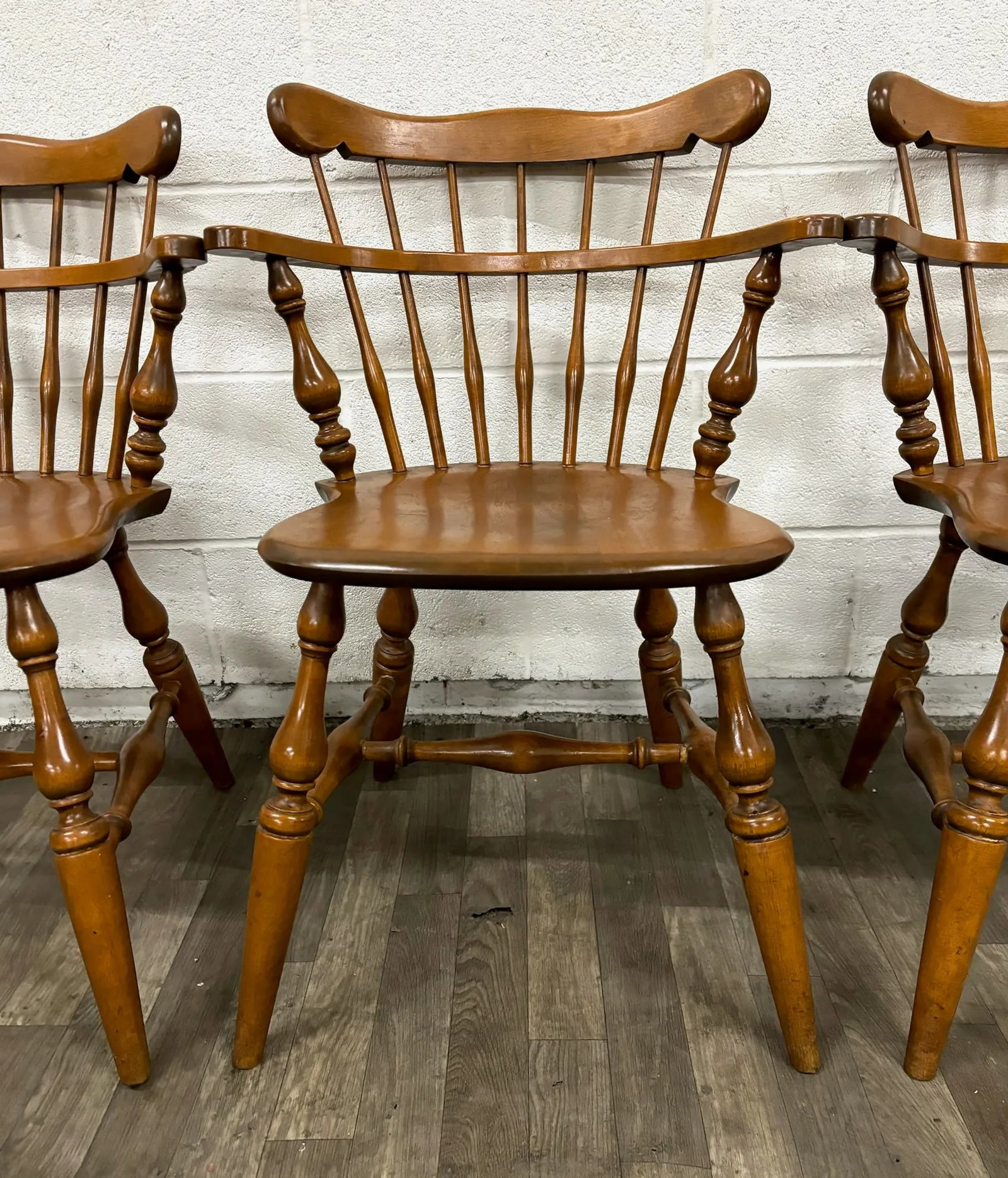 Vintage Ethan Allen Heirloom Nutmeg Maple Colonial Early American Dining Chairs - 5