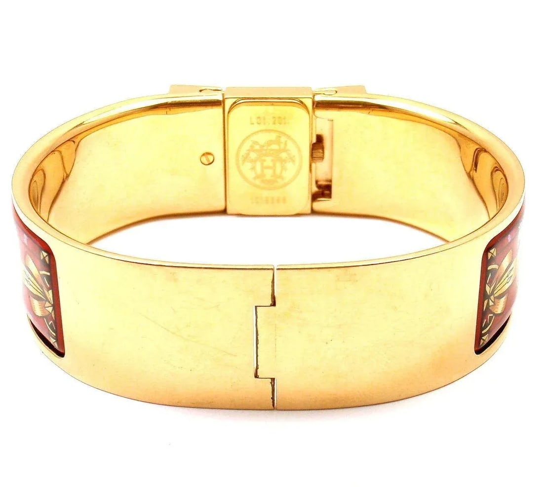 Hermes Loquet Red Horse Equestrian Motif Bangle Bracelet Watch - 5