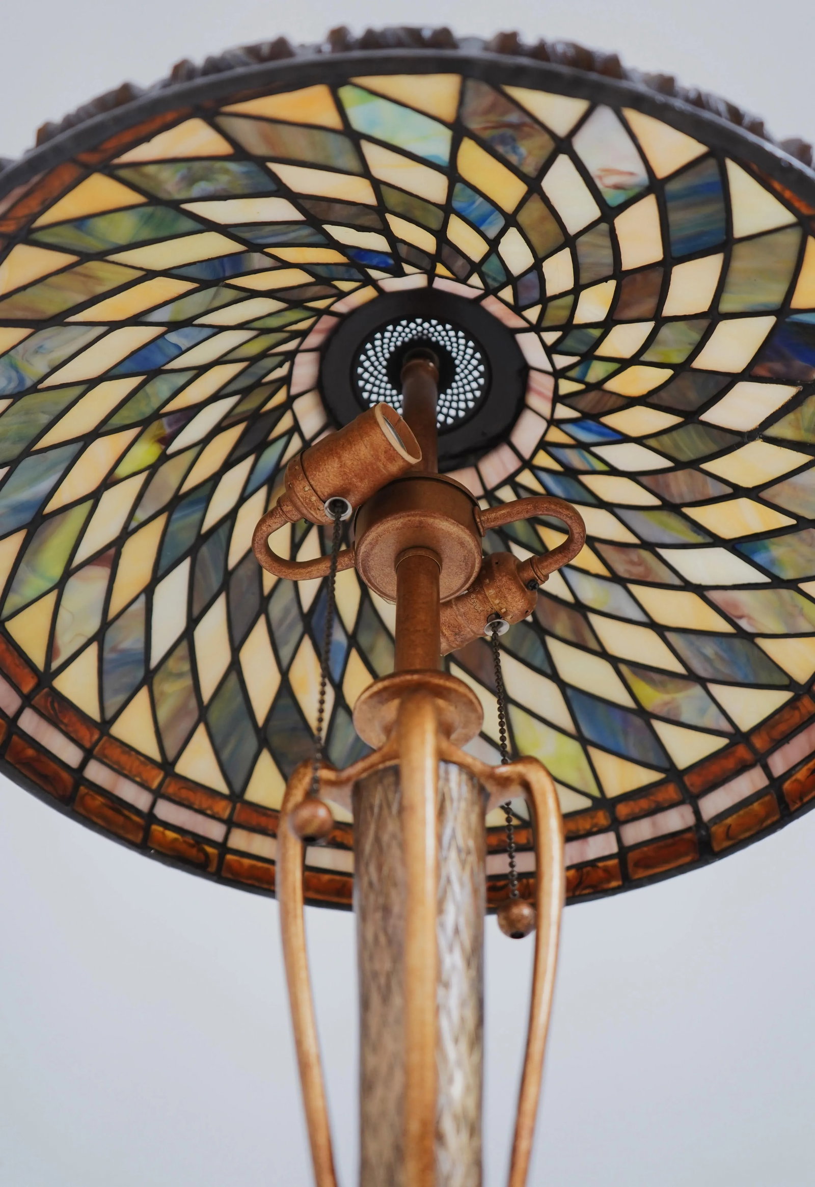 Quality Tiffany Style Art Nouveau Stained Glass Floor Lamp - 12