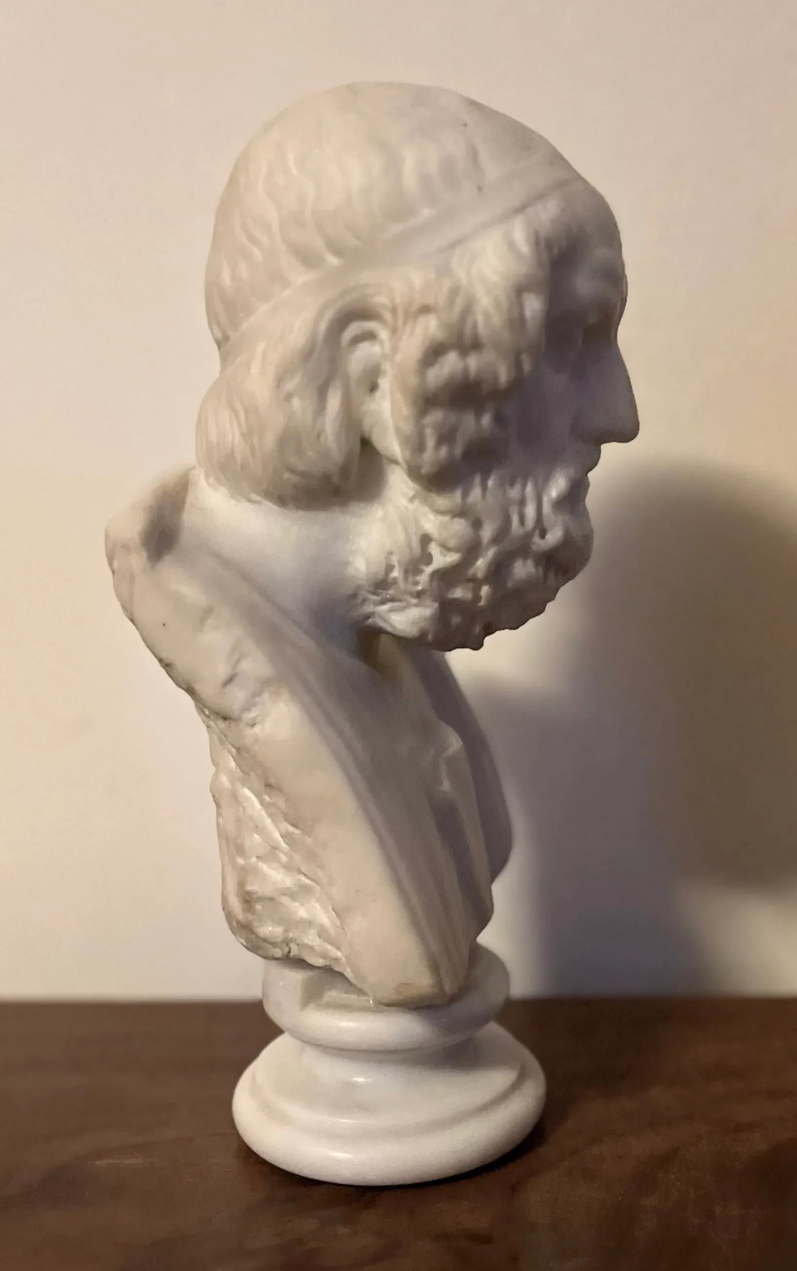 Antique 19th Century Italian Grand Tour Carved White Marble Classical Bust of Homer - 4