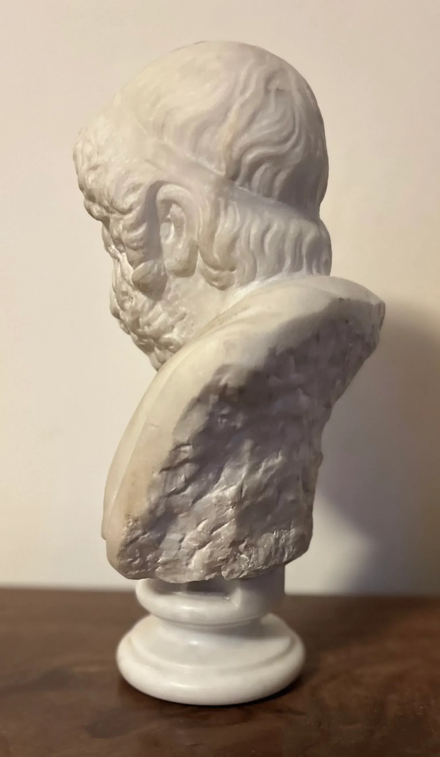 Antique 19th Century Italian Grand Tour Carved White Marble Classical Bust of Homer - 7