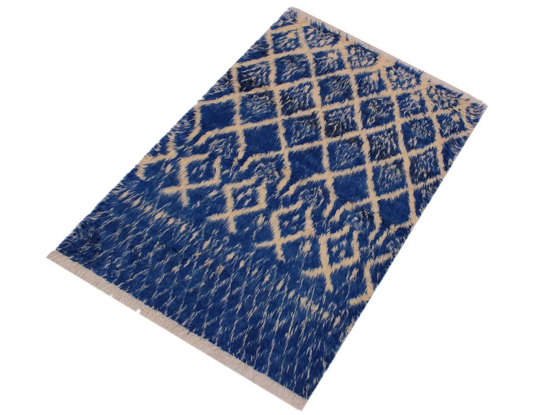 1990s Boho Chic Modern Moroccan Wool Rug - 4'1'' * 6'1'' - 2