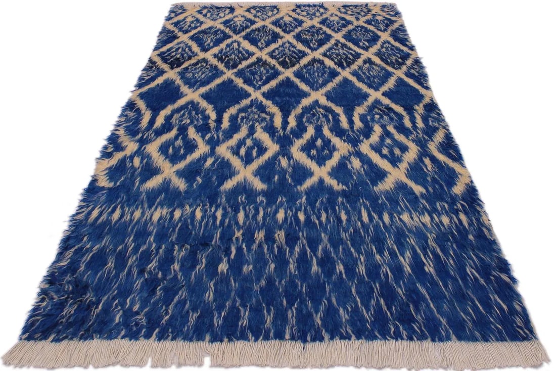 1990s Boho Chic Modern Moroccan Wool Rug - 4'1'' * 6'1'' - 4