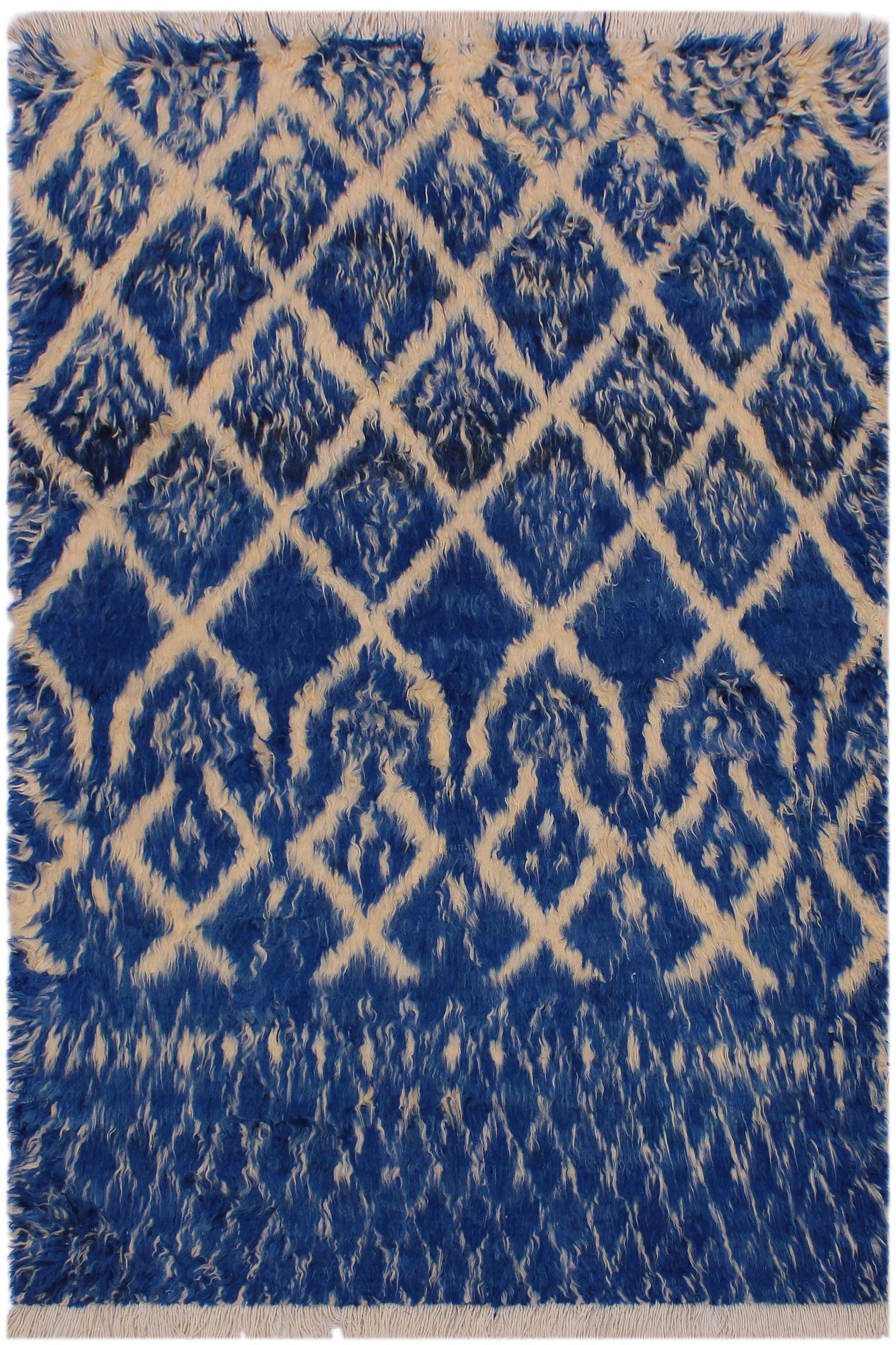 1990s Boho Chic Modern Moroccan Wool Rug - 4'1'' * 6'1'' - 8