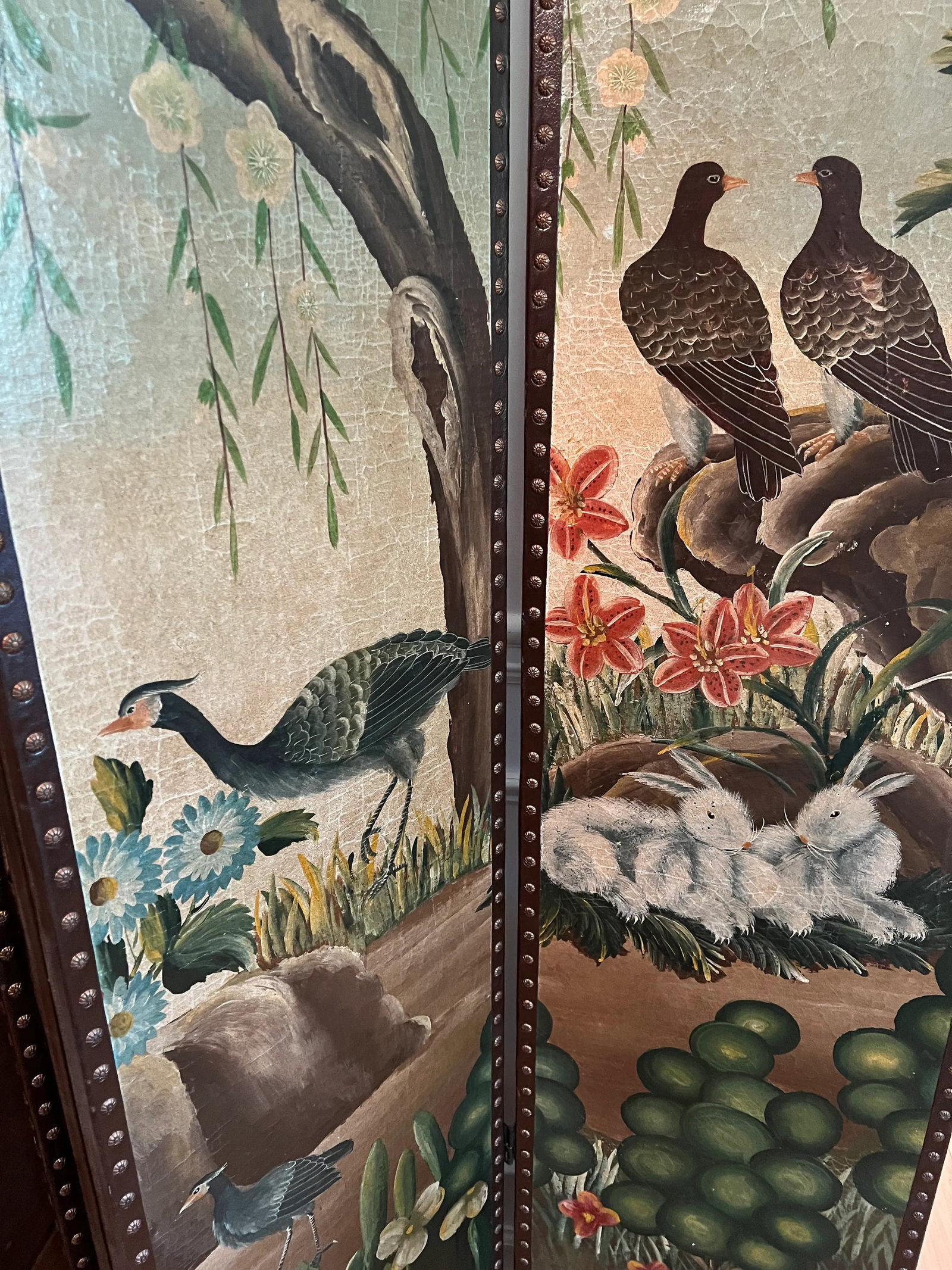 Vintage Large Screen With Bird Details - 11