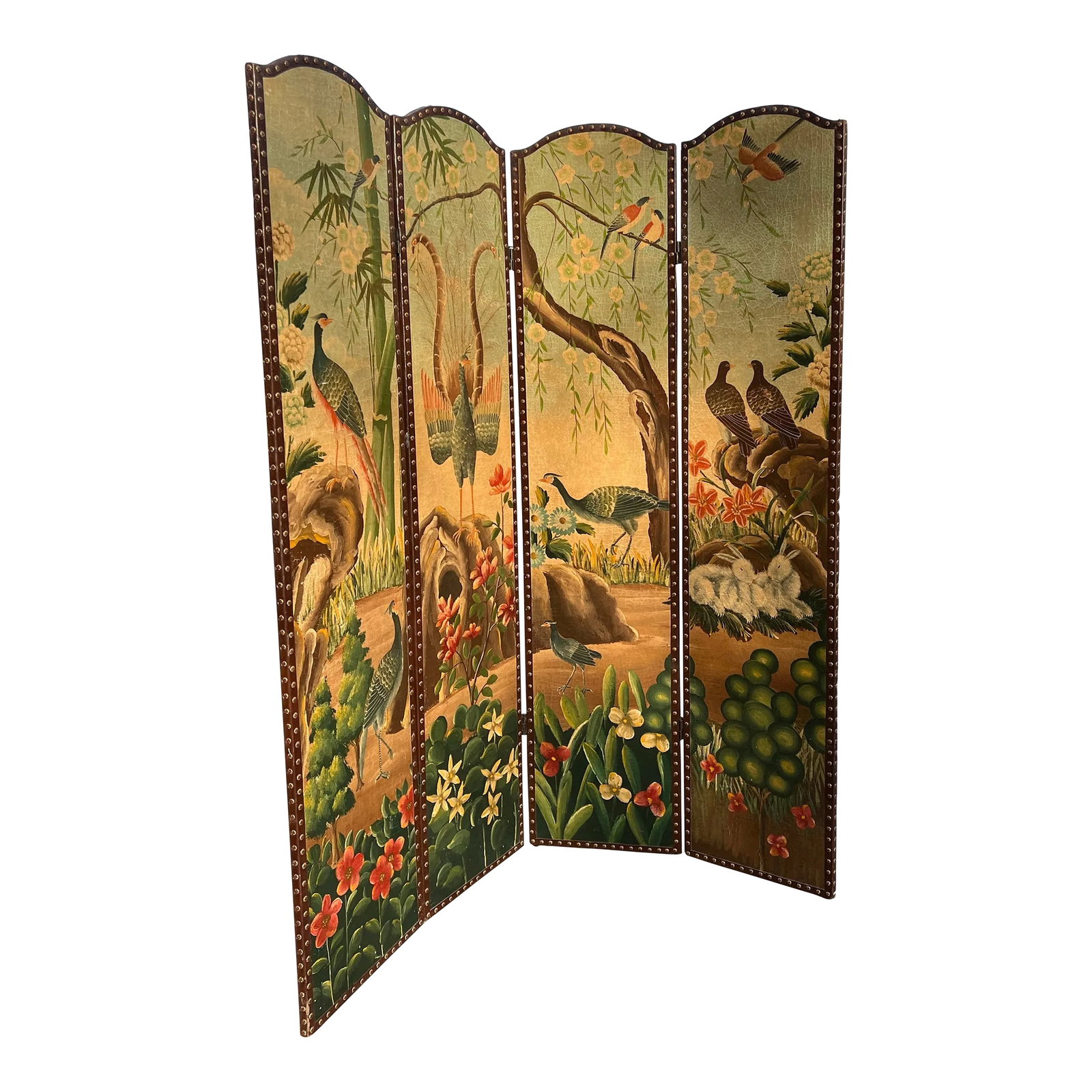Vintage Large Screen With Bird Details: Up for consideration is a beautiful large screen with bird and foliage details. This would look lovely in your home and is a great find for the interior design enthusiast. Please check out my other li