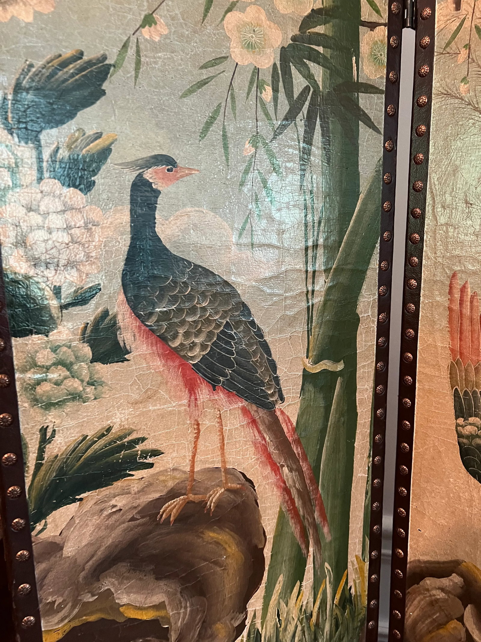 Vintage Large Screen With Bird Details - 5