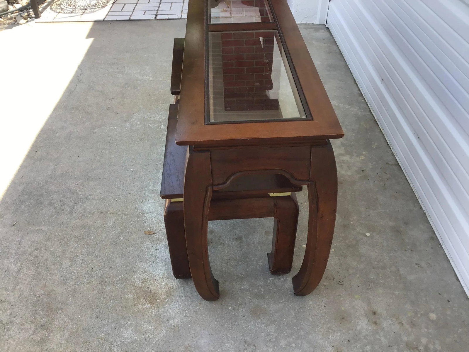 1970s Chinoiserie Style Console Table with benches - Set of 3 - 5
