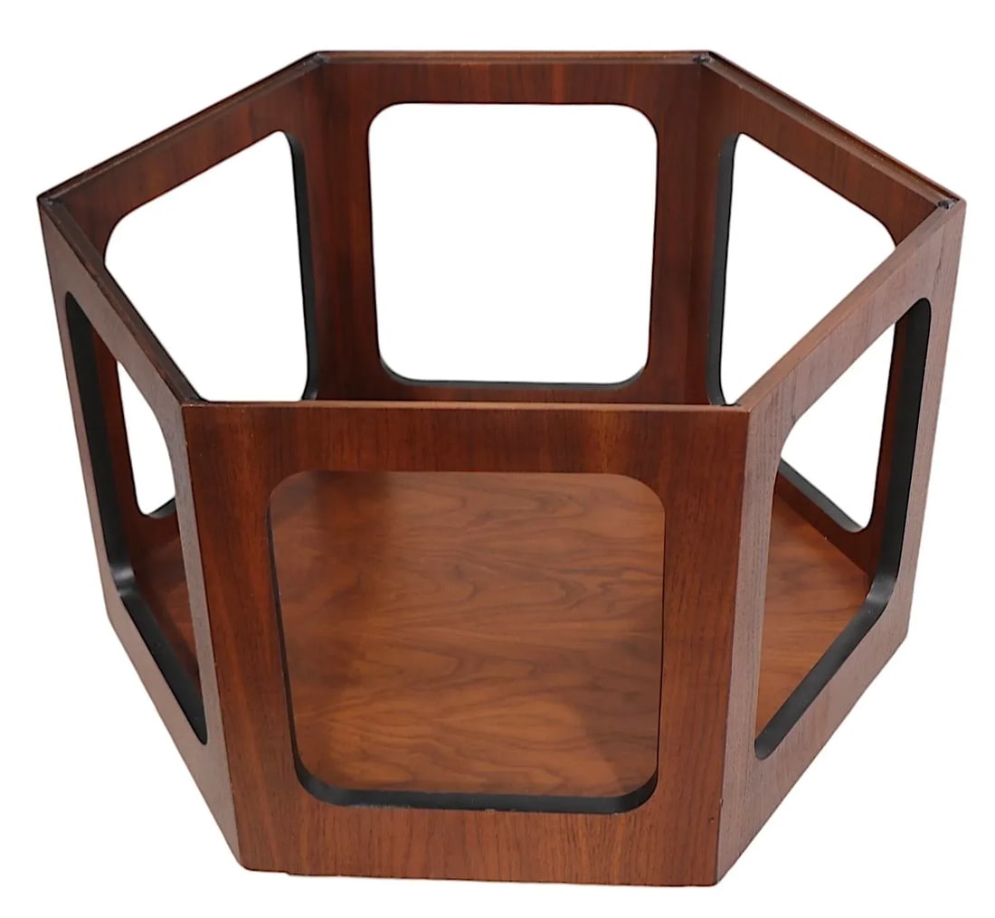 Mid Century Hexagonal Glass Top End Table by Lane Furniture C 1950/60's - 4
