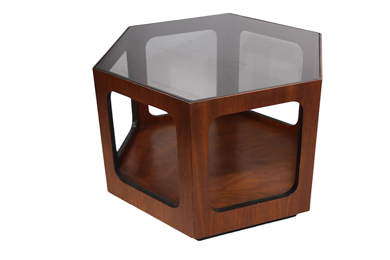 Mid Century Hexagonal Glass Top End Table by Lane Furniture C 1950/60's - 8